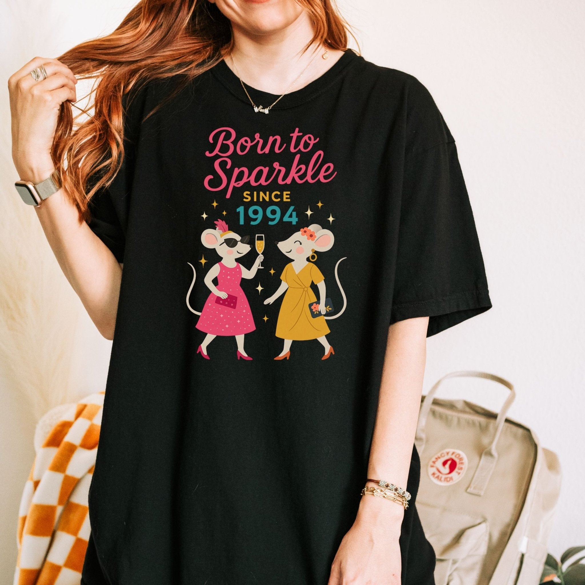 Born to Sparkle 1994 Tee, Comfort Colours Birthday Shirt, Lesbian Mouse Couple Gift, Retro Femme 30th Birthday Top - Craig Michael Design
