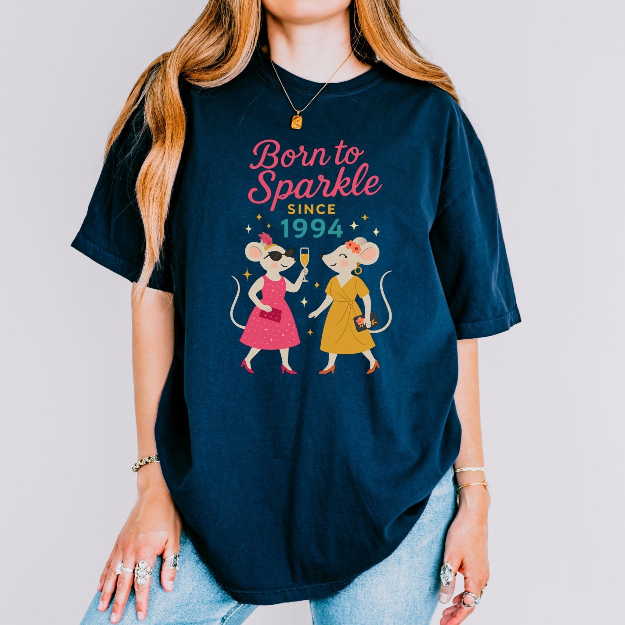 Born to Sparkle 1994 Tee, Comfort Colours Birthday Shirt, Lesbian Mouse Couple Gift, Retro Femme 30th Birthday Top - Craig Michael Design