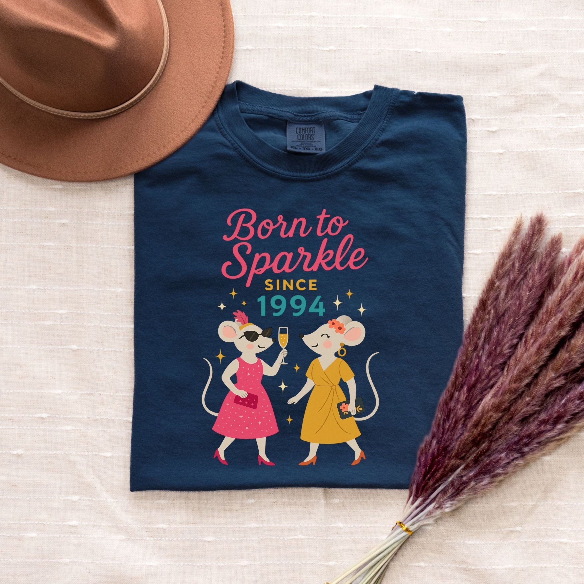 Born to Sparkle 1994 Tee, Comfort Colours Birthday Shirt, Lesbian Mouse Couple Gift, Retro Femme 30th Birthday Top - Craig Michael Design