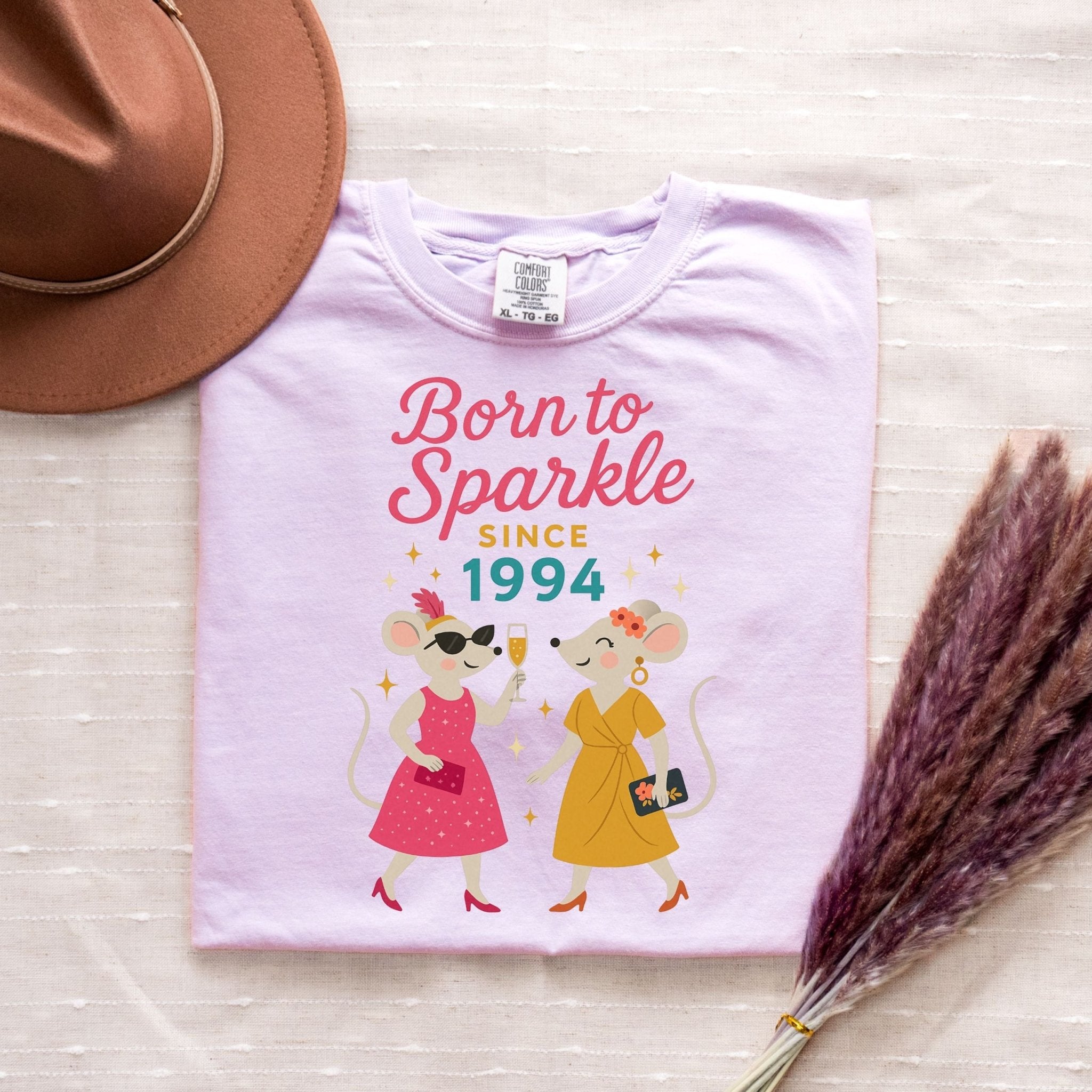 Born to Sparkle 1994 Tee, Comfort Colours Birthday Shirt, Lesbian Mouse Couple Gift, Retro Femme 30th Birthday Top - Craig Michael Design