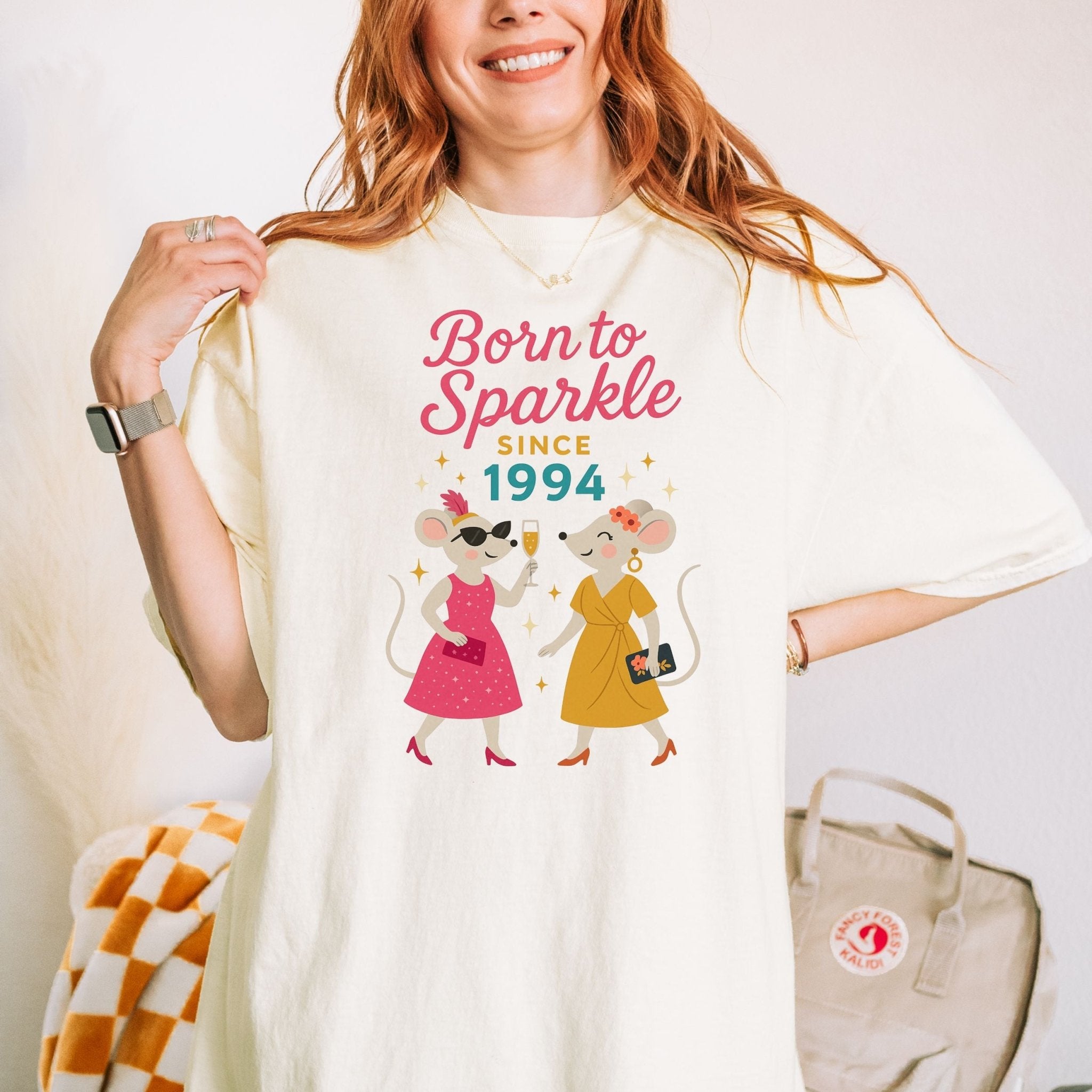 Born to Sparkle 1994 Tee, Comfort Colours Birthday Shirt, Lesbian Mouse Couple Gift, Retro Femme 30th Birthday Top - Craig Michael Design