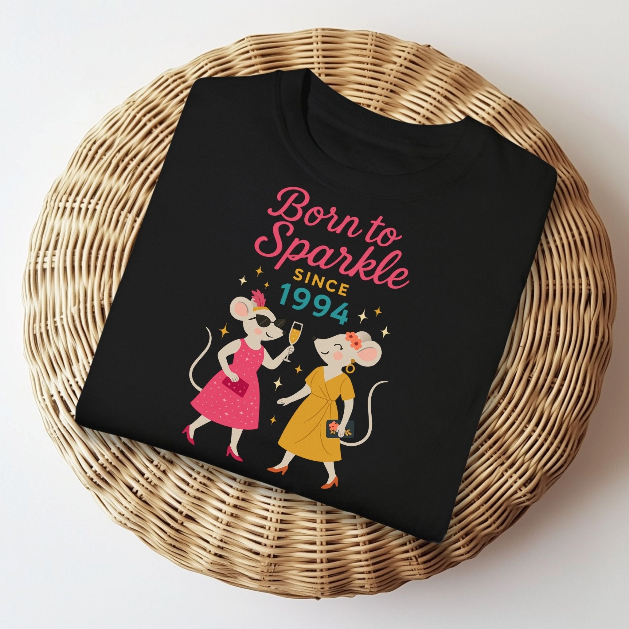 Born to Sparkle 1994 Tee, Comfort Colours Birthday Shirt, Lesbian Mouse Couple Gift, Retro Femme 30th Birthday Top - Craig Michael Design