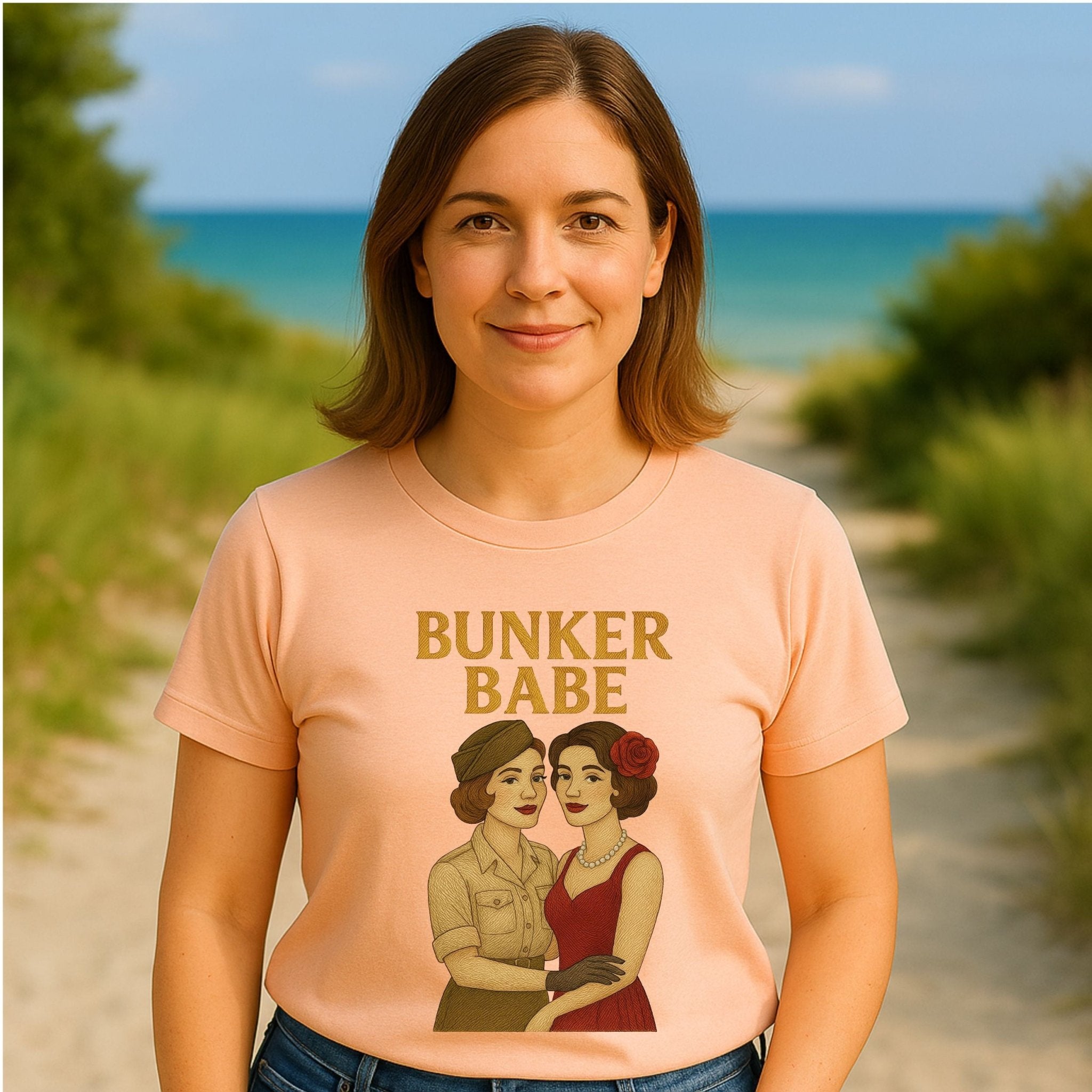 Bunker Babe – 1940s Pinup Lesbian T-Shirt, Retro Sapphic Gift - Craig Michael Design