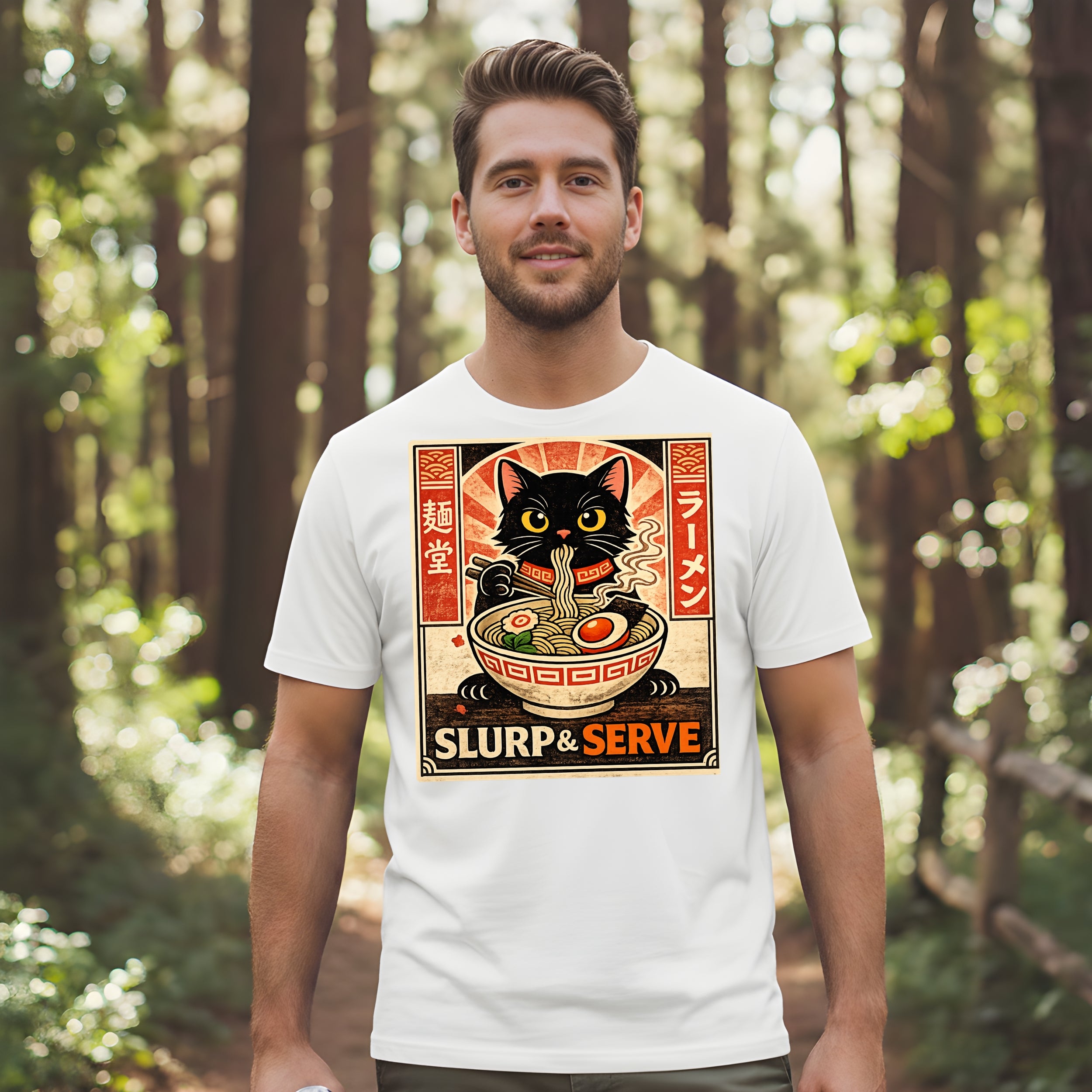 Slurp and Serve Ramen Cat Graphic Tee
