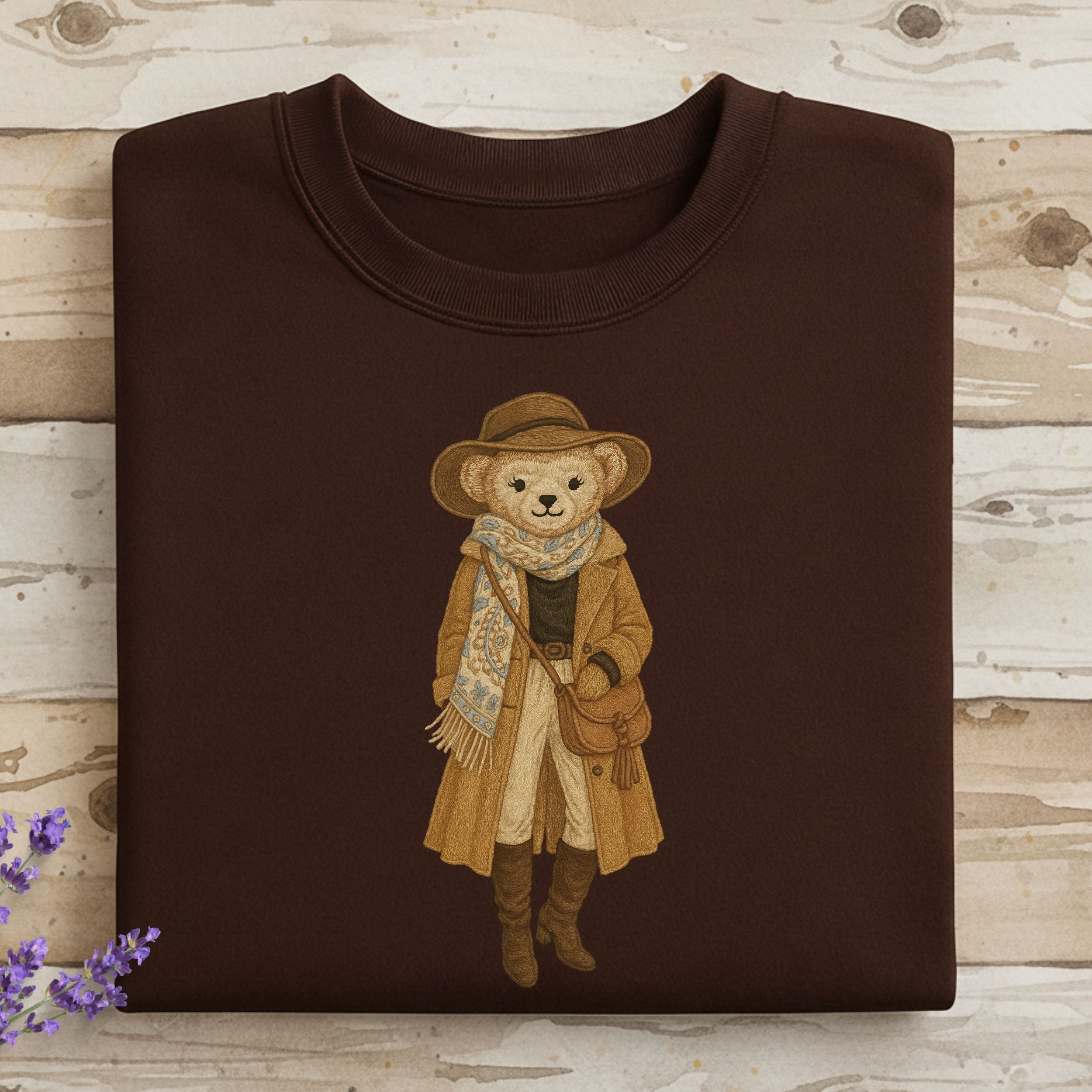 Fashionably Dressed Bear in Trench Coat Sweatshirt