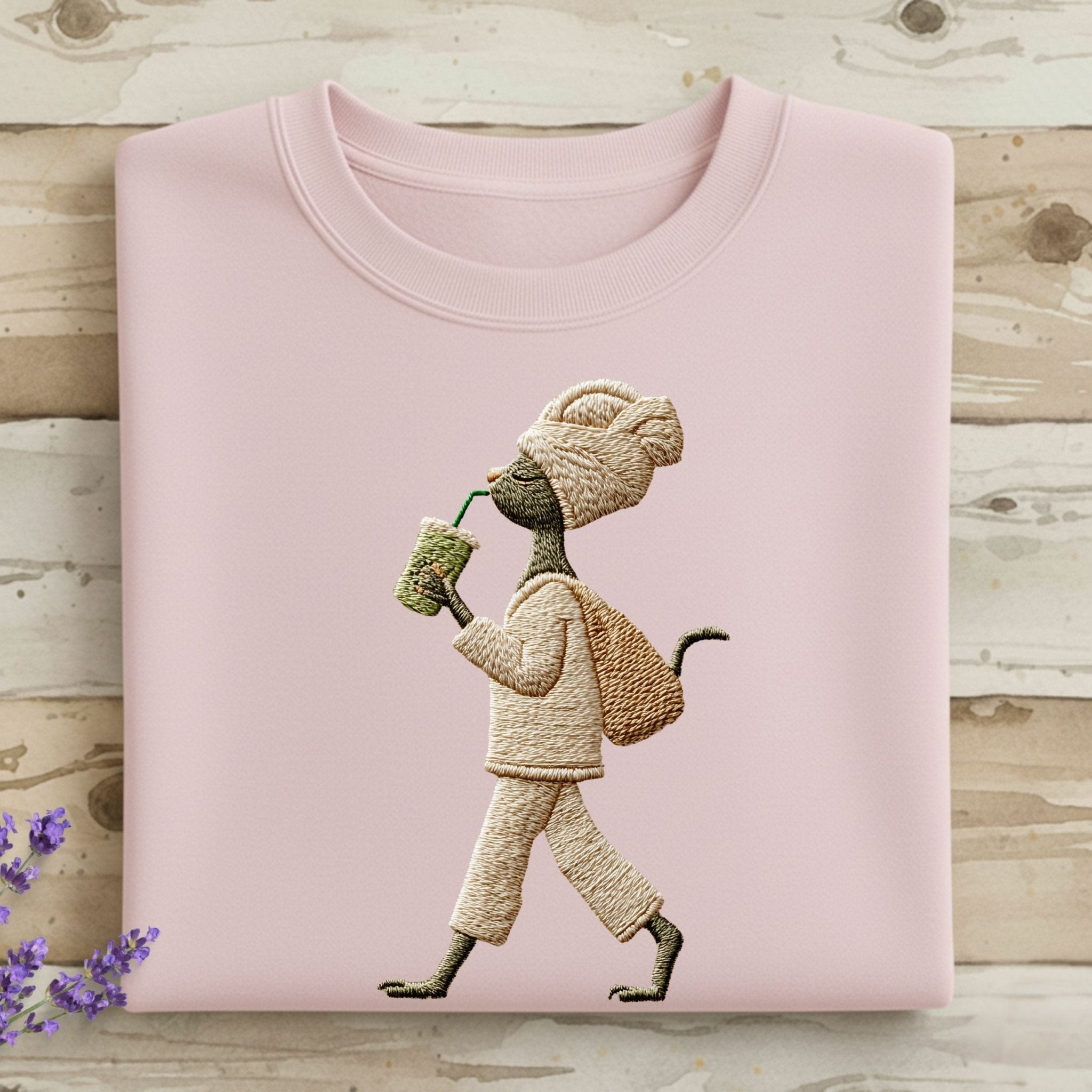 Cat T-Shirt, Funny Cat T-Shirt, Embroidered Cat, Drink, Cute Cat, Animal T-Shirt, Pets, Gift for Cat Lovers, Women's T-Shirt, Men's T-Shirt - Craig Michael Design