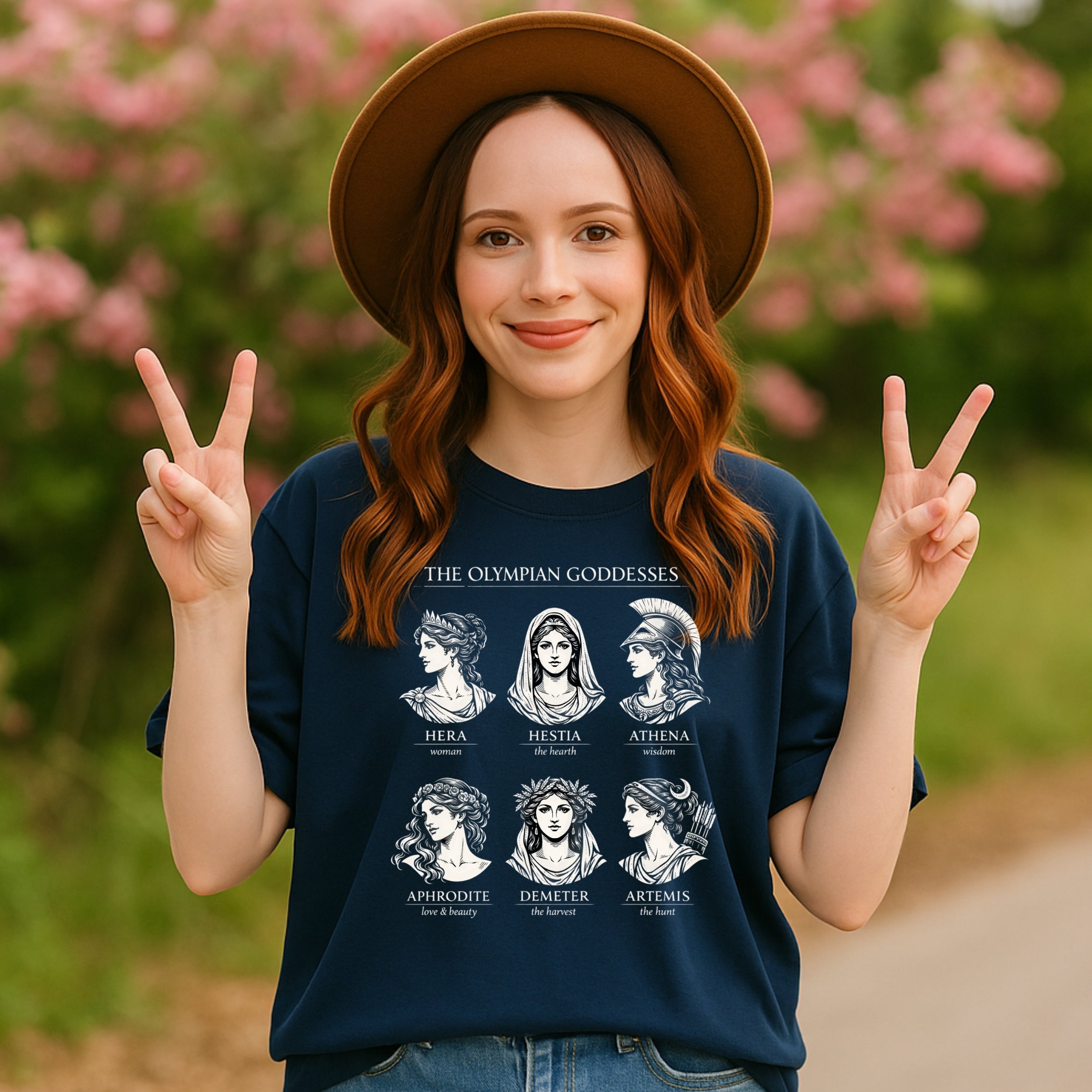 The Olympian Goddesses Illustrated Shirt with Six Deities