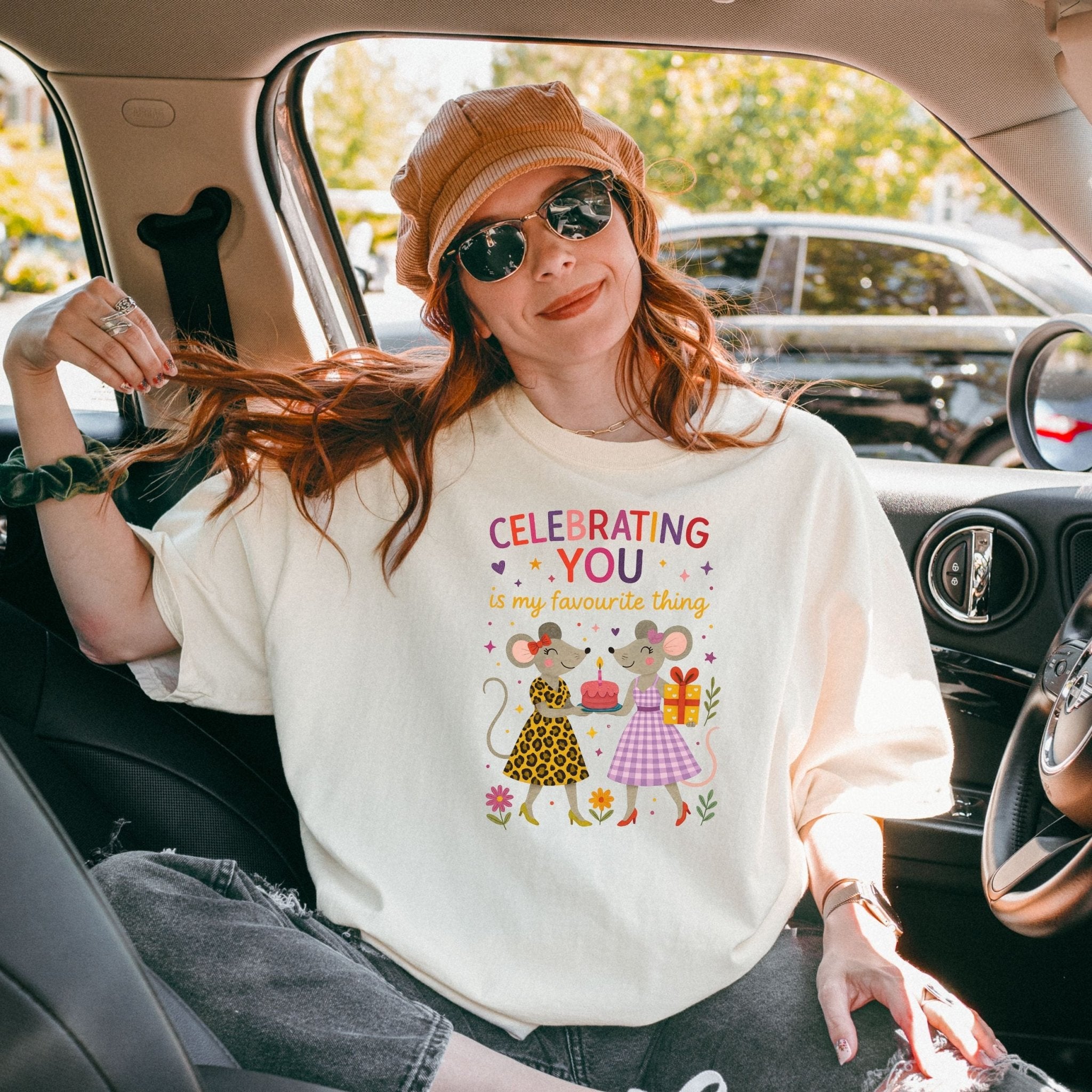 Celebrating You Birthday Shirt, Comfort Colours Mouse Couple Tee, Leopard Gingham Gift Top, Emotional Lesbian Friend T-Shirt - Craig Michael Design