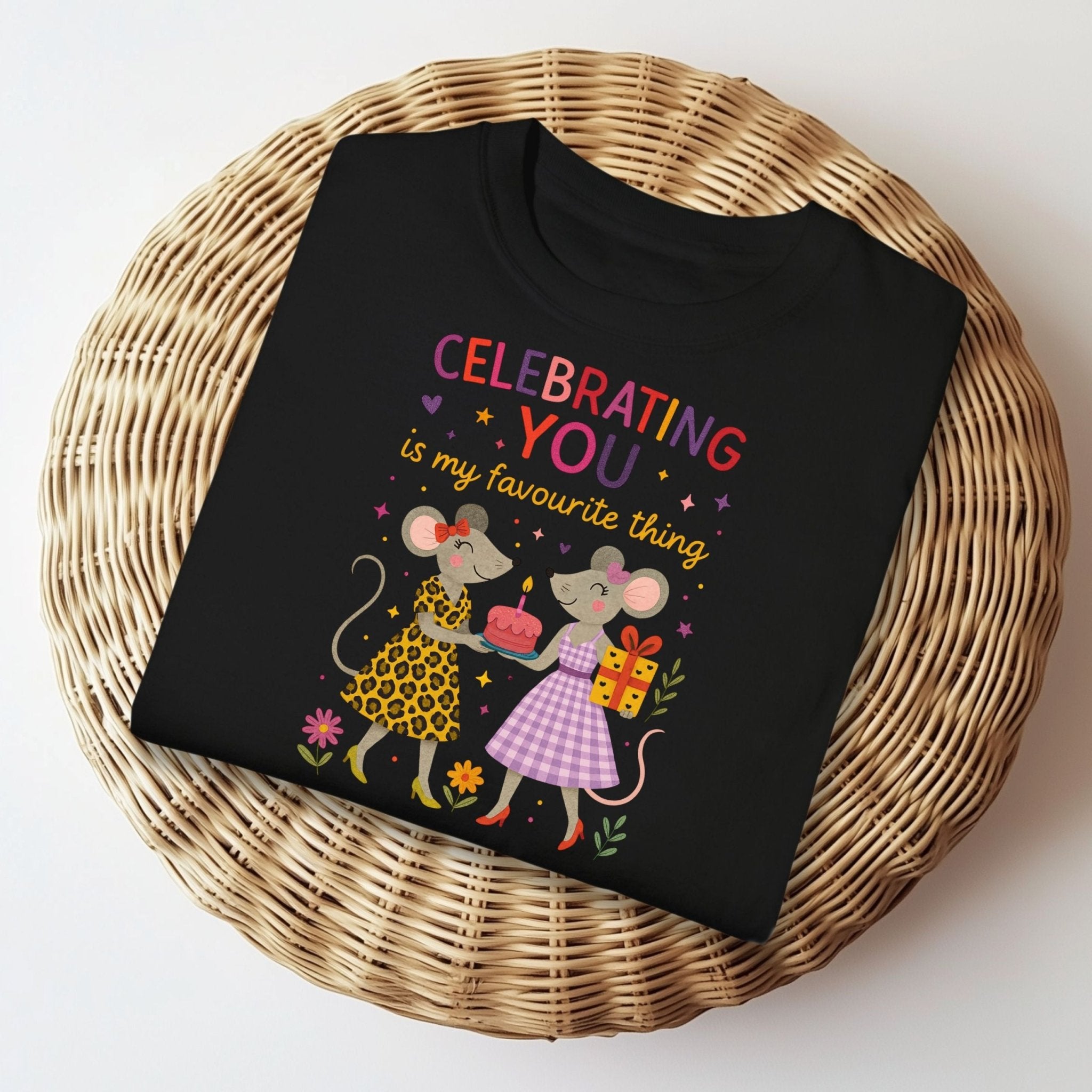 Celebrating You Birthday Shirt, Comfort Colours Mouse Couple Tee, Leopard Gingham Gift Top, Emotional Lesbian Friend T-Shirt - Craig Michael Design