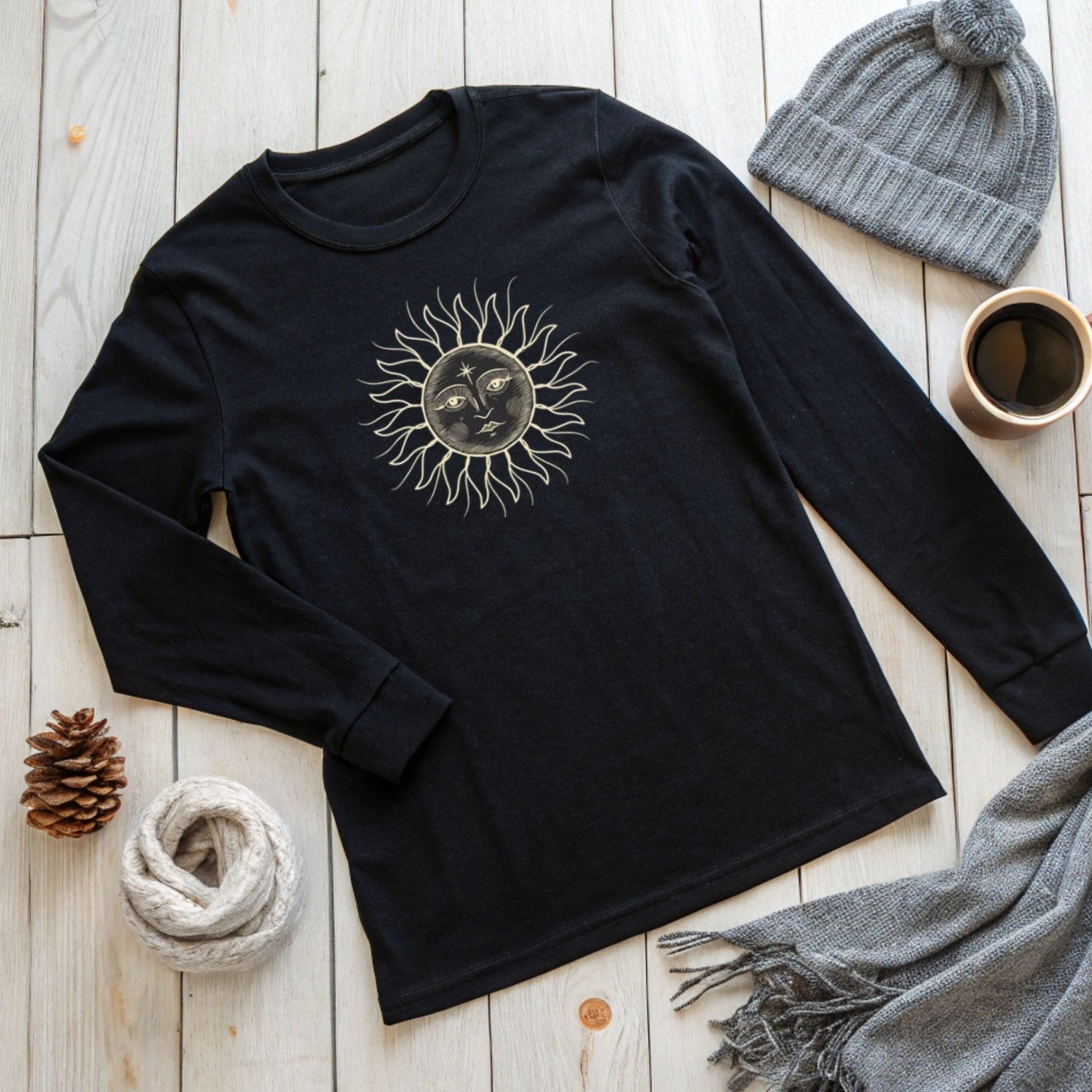 Celestial Sun Long Sleeve T-Shirt – Cosmic & Stylish - Craig Michael Design