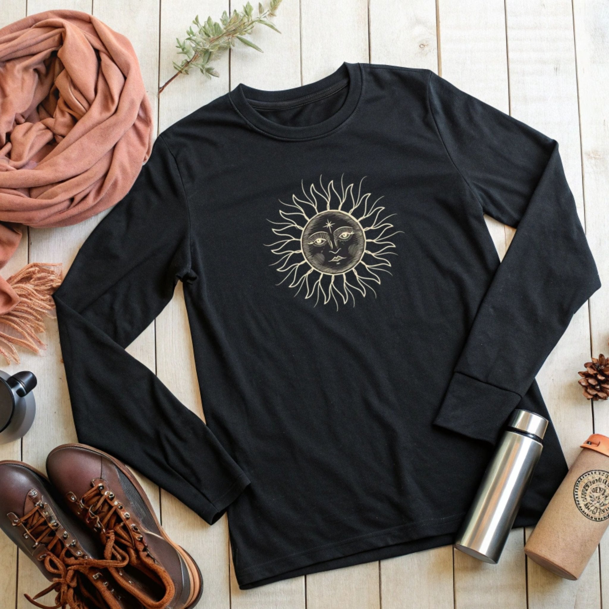 Celestial Sun Long Sleeve T-Shirt – Cosmic & Stylish - Craig Michael Design