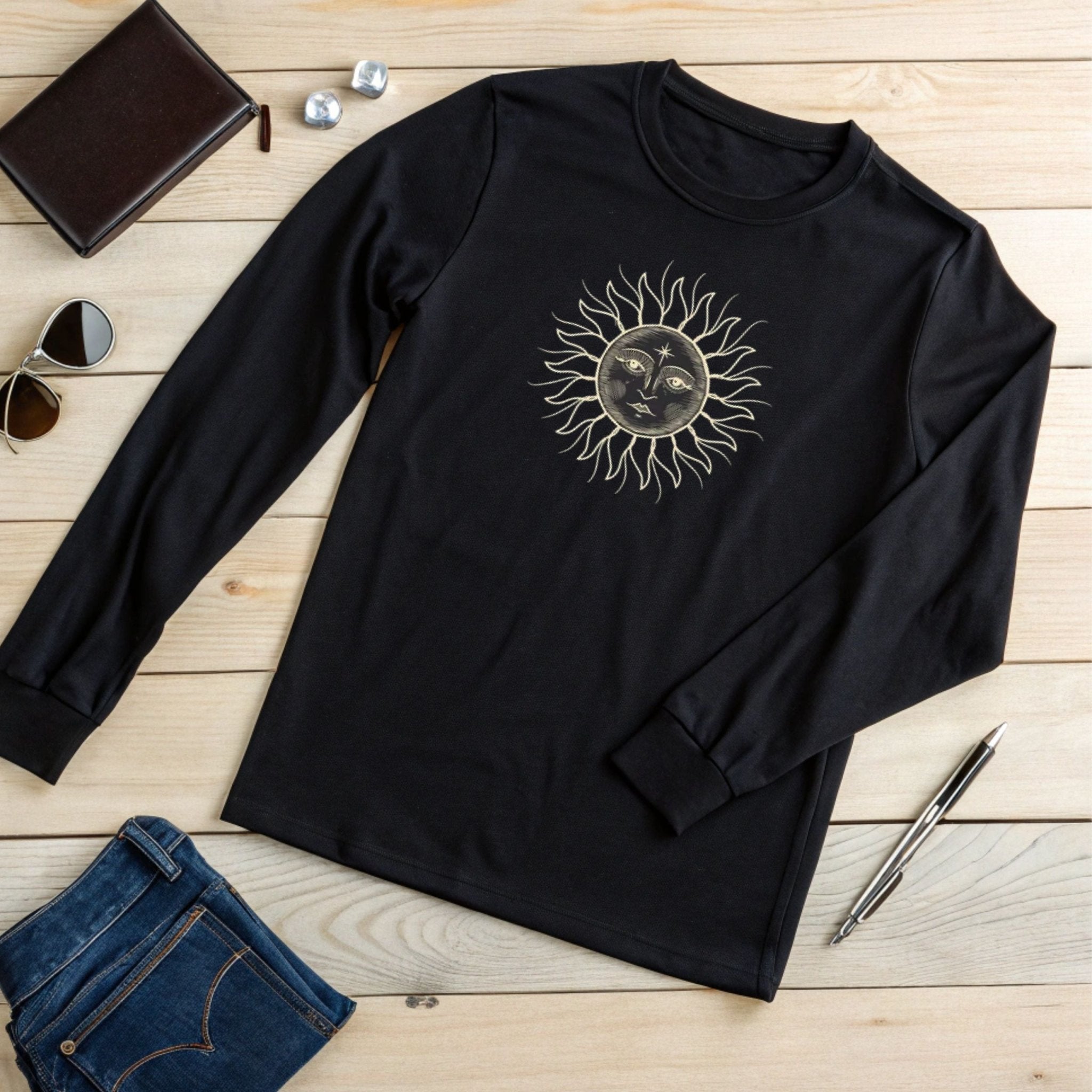 Celestial Sun Long Sleeve T-Shirt – Cosmic & Stylish - Craig Michael Design