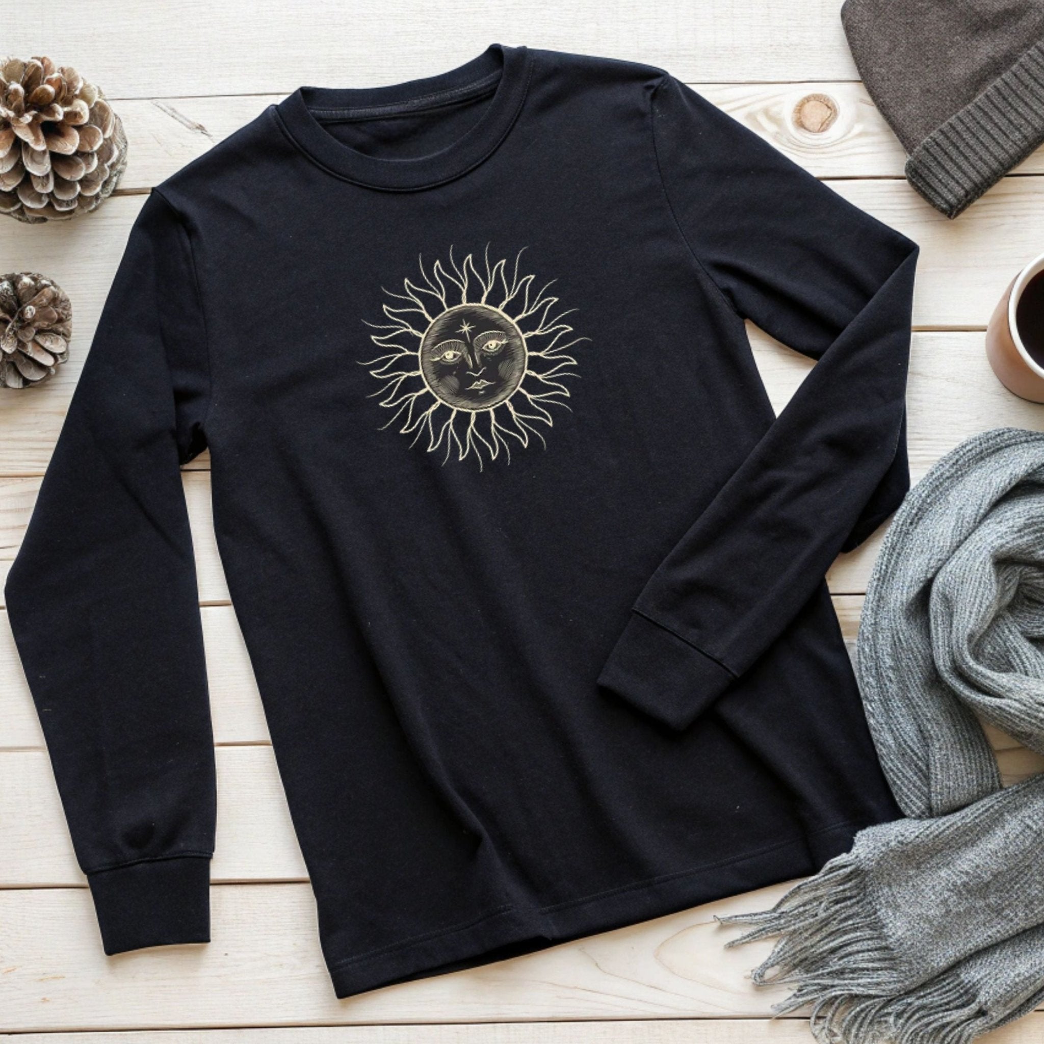 Celestial Sun Long Sleeve T-Shirt – Cosmic & Stylish - Craig Michael Design
