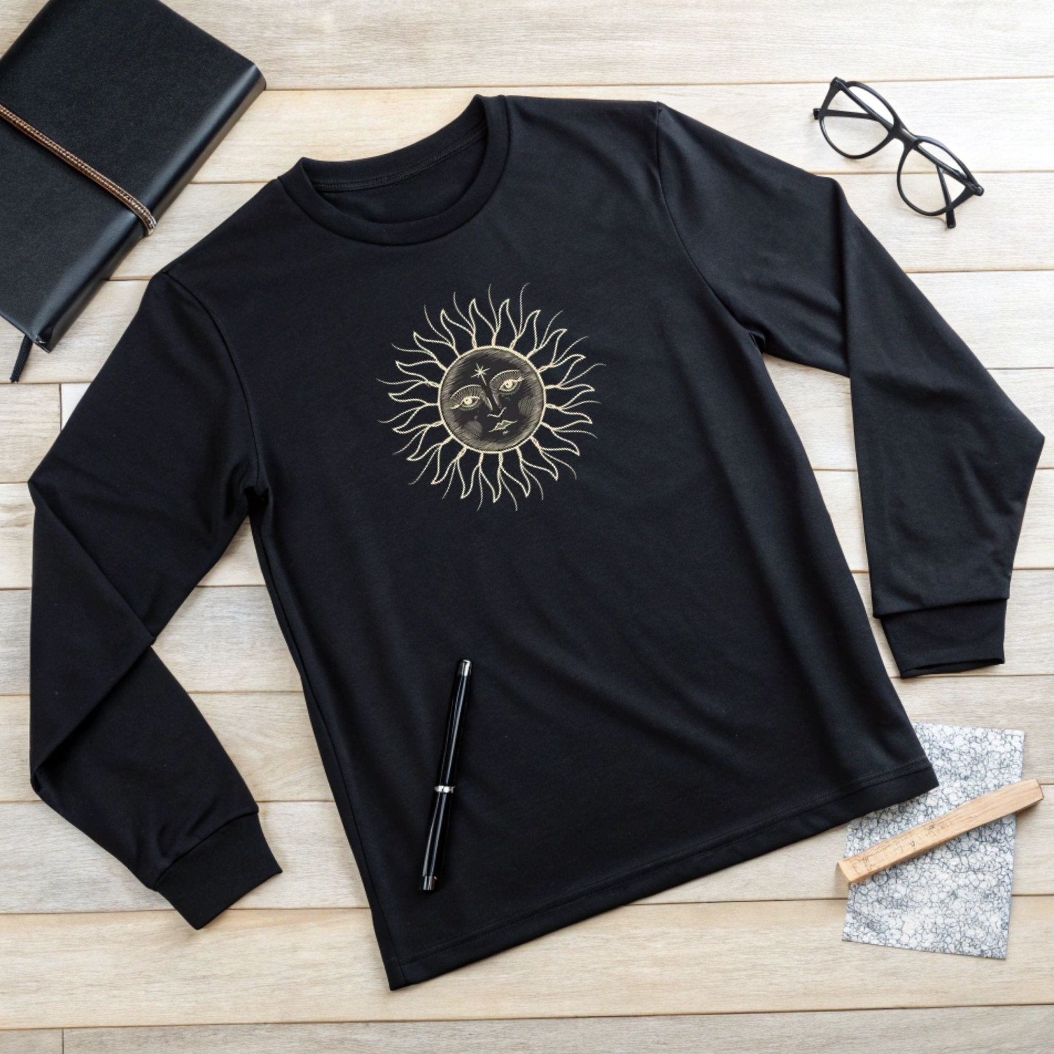 Celestial Sun Long Sleeve T-Shirt – Cosmic & Stylish - Craig Michael Design