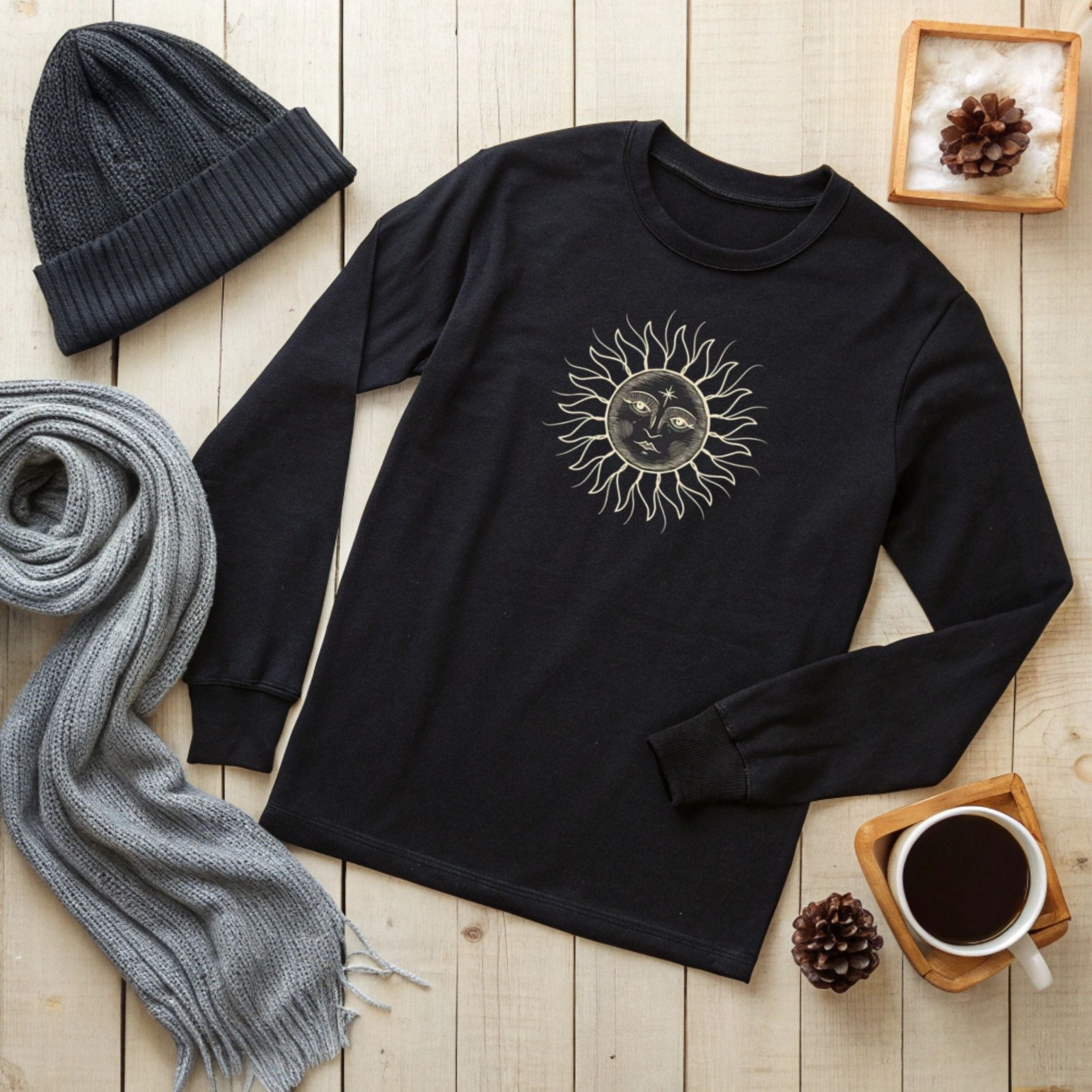 Celestial Sun Long Sleeve T-Shirt – Cosmic & Stylish - Craig Michael Design