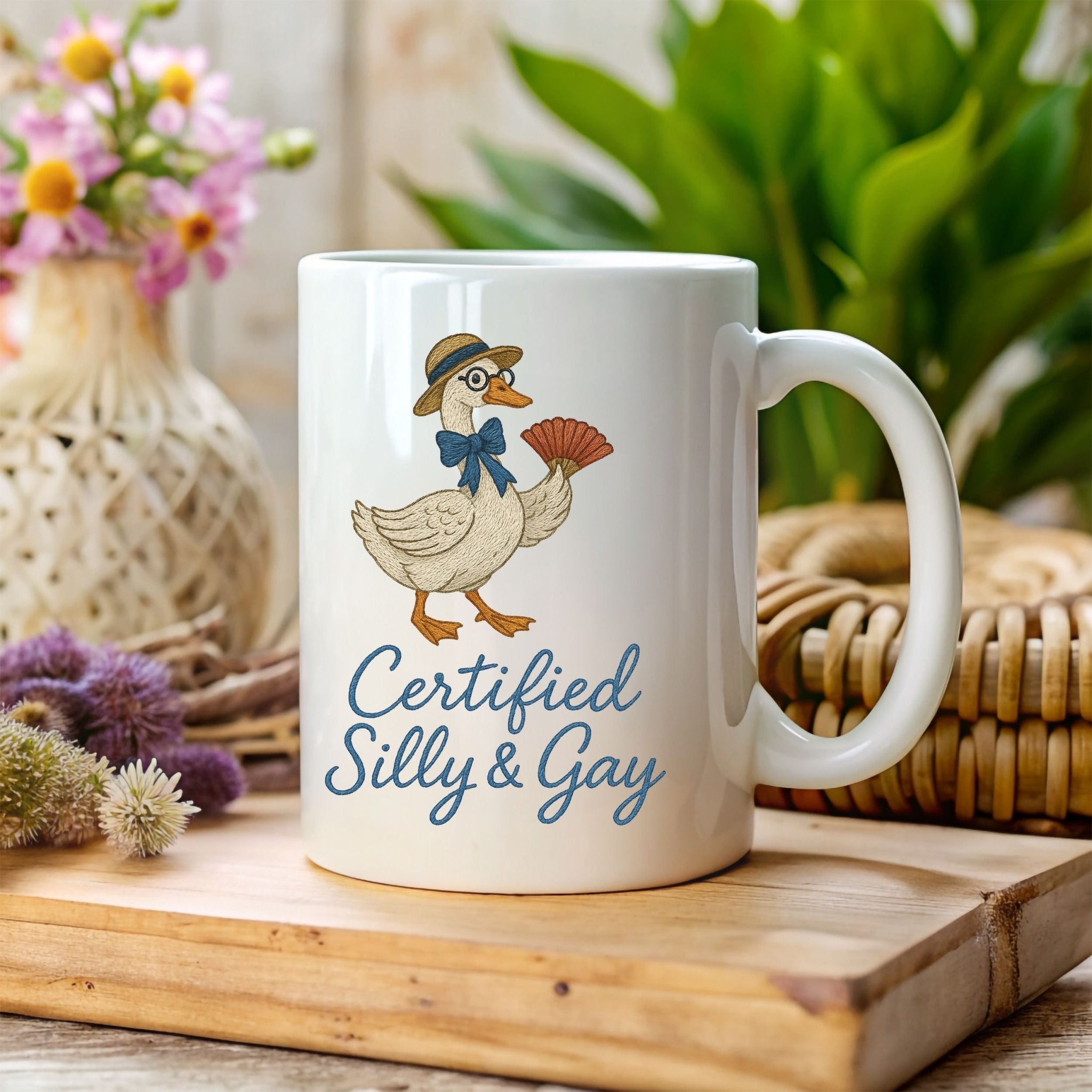 Certified Silly and Gay Mug, Funny Goose Cup, Cottagecore Pride Gift - Craig Michael Design