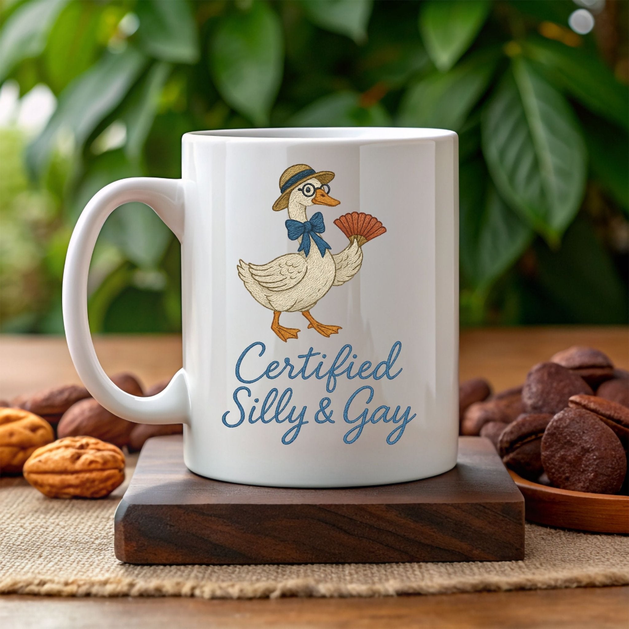 Certified Silly and Gay Mug, Funny Goose Cup, Cottagecore Pride Gift - Craig Michael Design