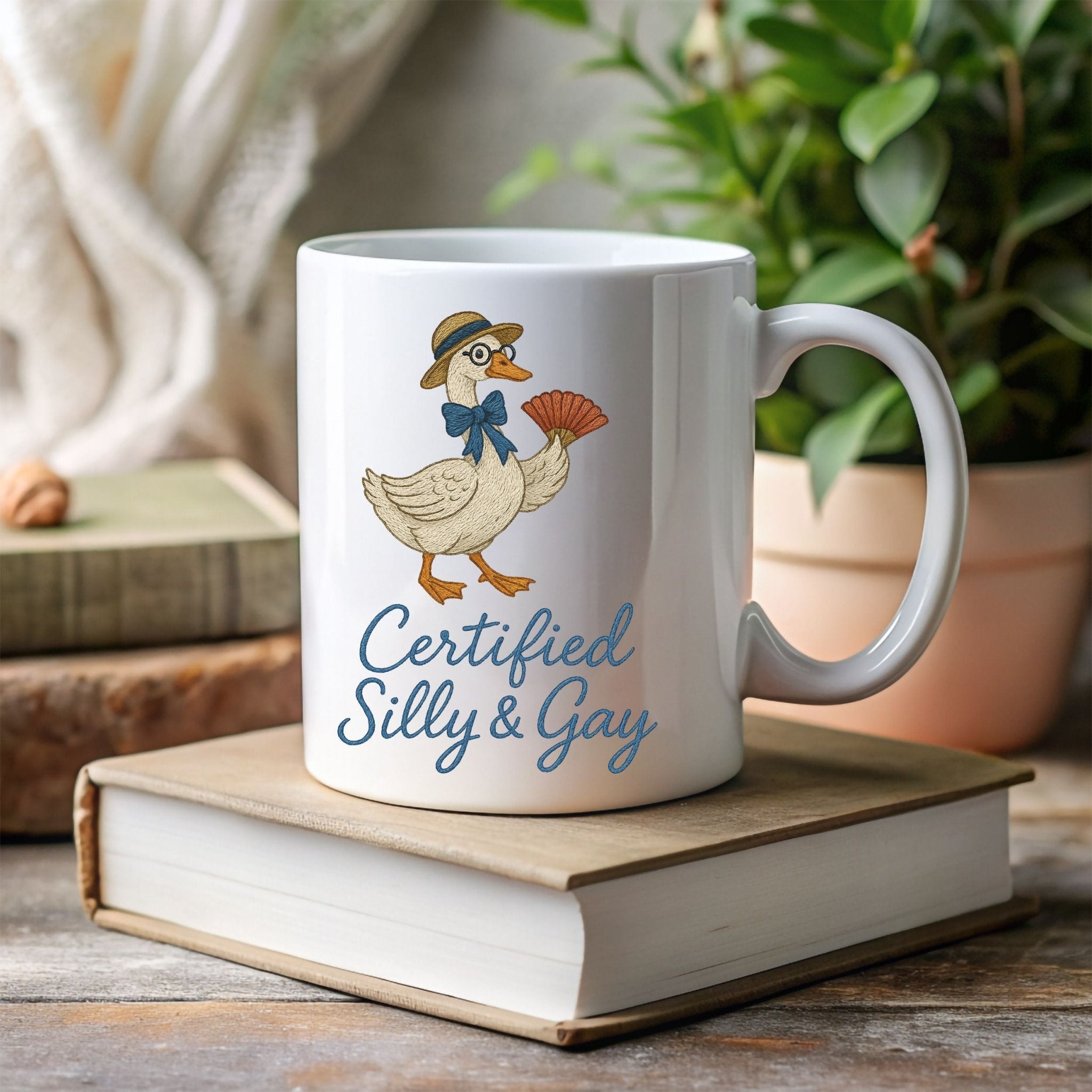 Certified Silly and Gay Mug, Funny Goose Cup, Cottagecore Pride Gift - Craig Michael Design