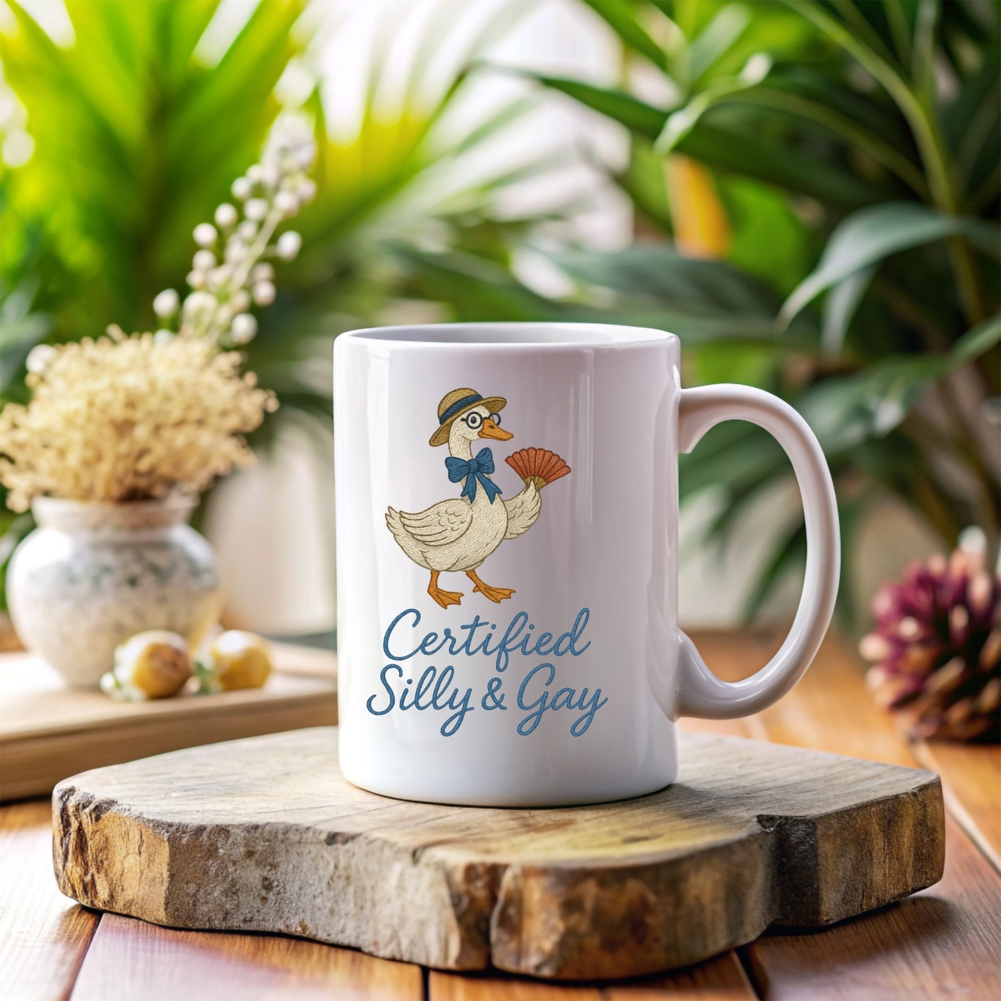 Certified Silly and Gay Mug, Funny Goose Cup, Cottagecore Pride Gift - Craig Michael Design