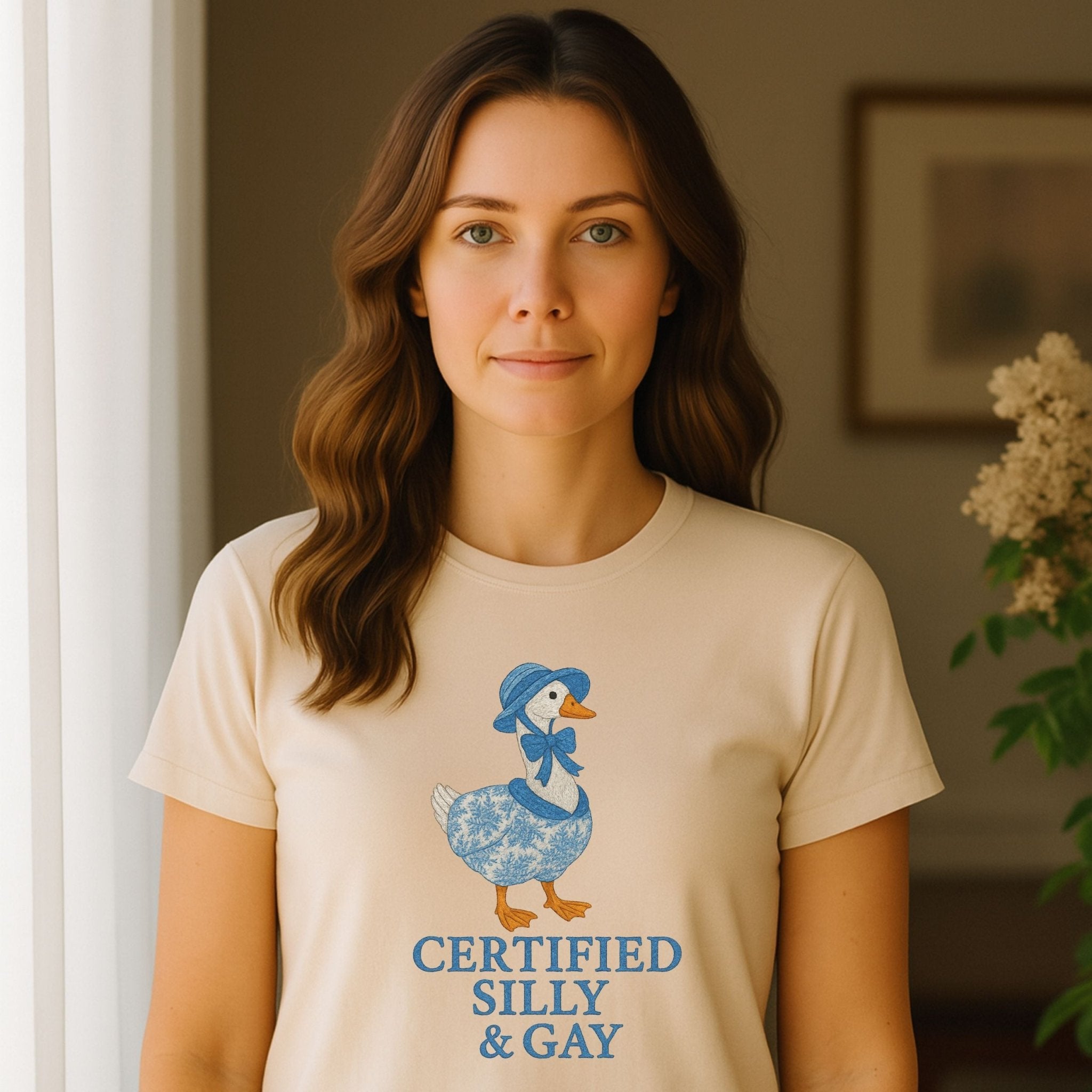 Certified Silly & Gay Shirt, Embroidered - Style Pride Tee, Cottagecore Goose Gift - Craig Michael Design