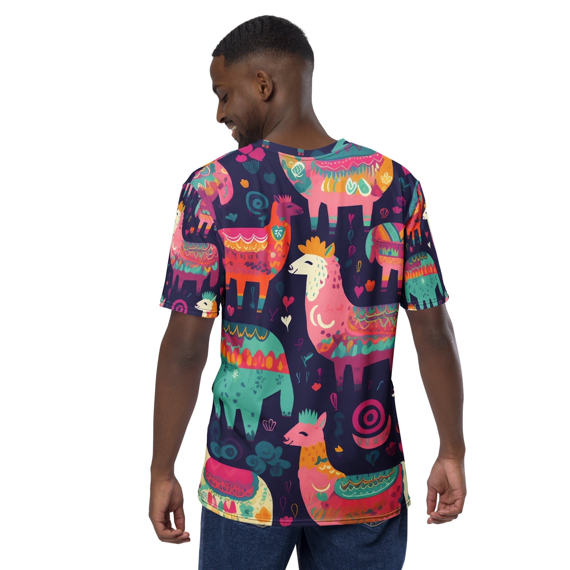 Colorful Alpaca Fiesta All - Over Print T-Shirt – Boho Folk Art Design - Craig Michael Design