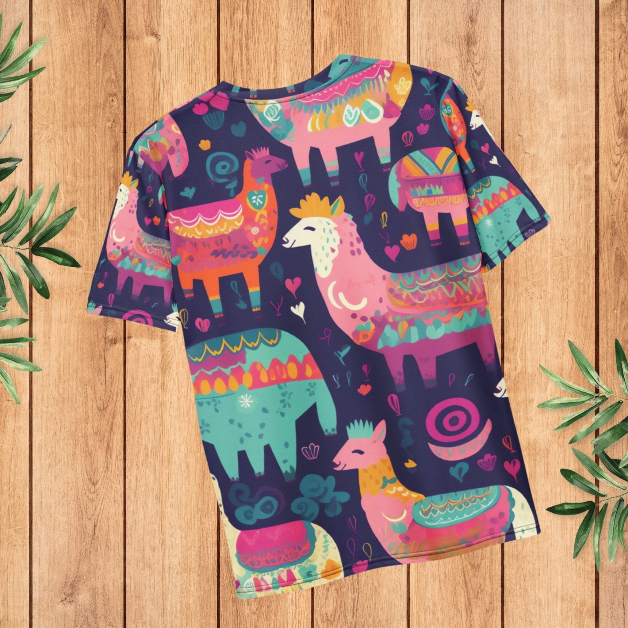 Colorful Alpaca Fiesta All - Over Print T-Shirt – Boho Folk Art Design - Craig Michael Design