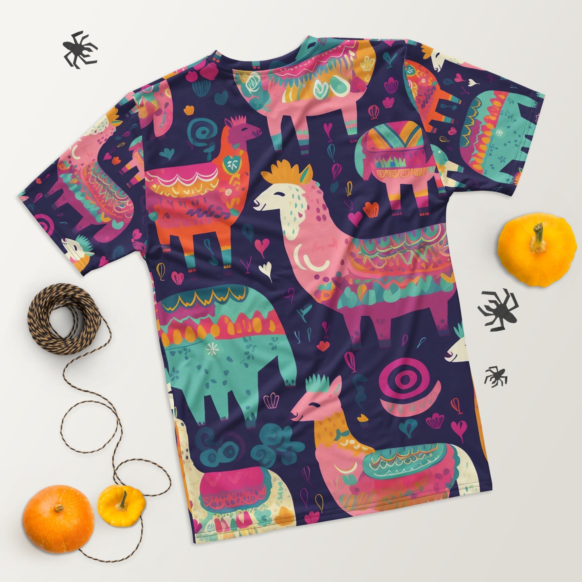 Colorful Alpaca Fiesta All - Over Print T-Shirt – Boho Folk Art Design - Craig Michael Design