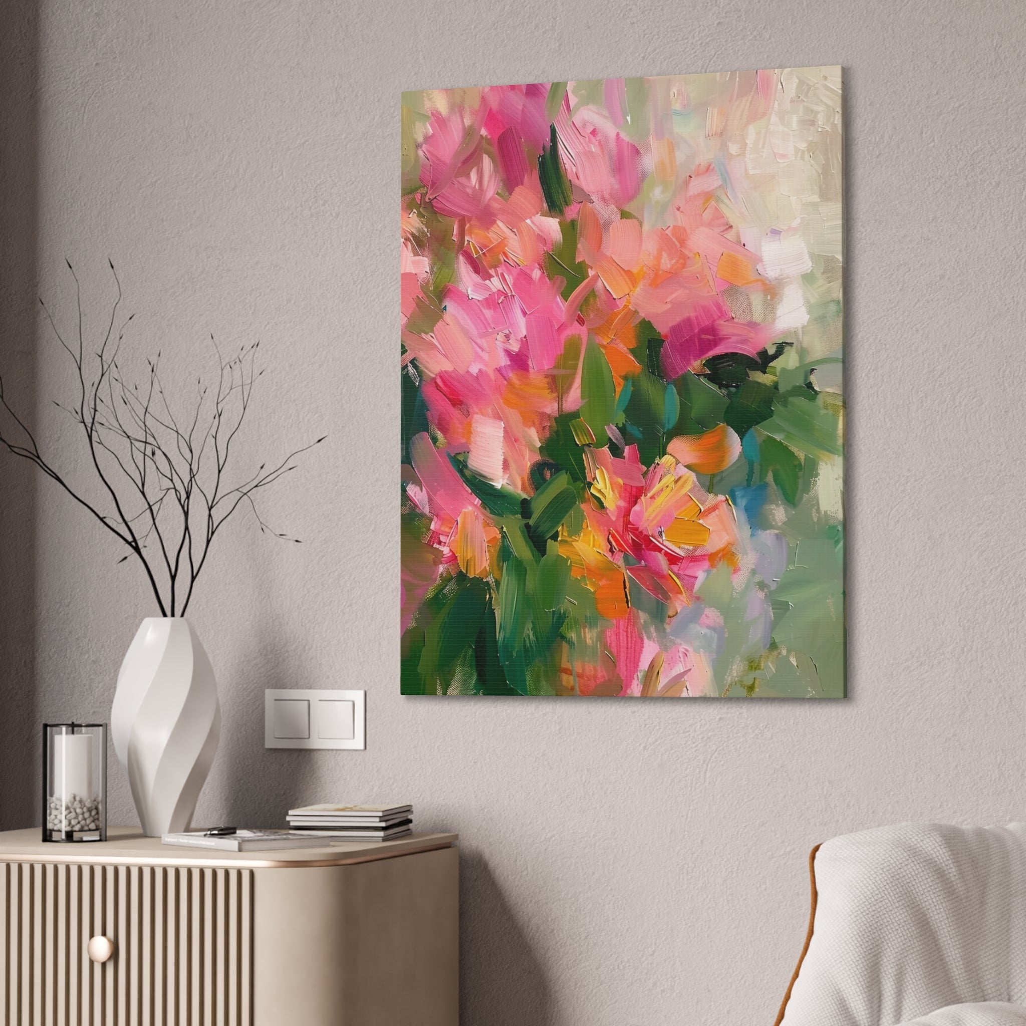 Floral abstract / Original painting / Floral art/ Acrylic painting / Floral painting / newest Pink flowers /