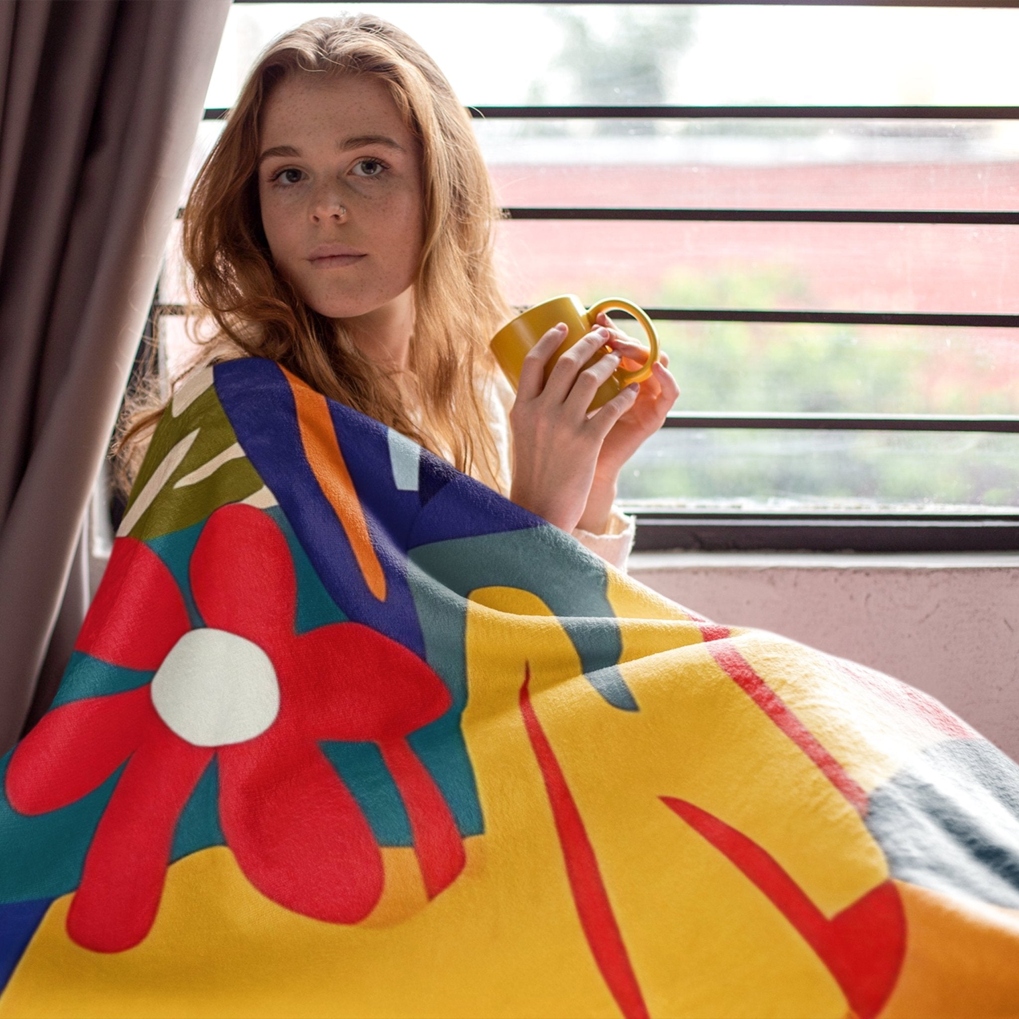 Colourful African Inspired Floral Art Blanket, Bold Abstract Patterns Cozy Blanket, Vibrant Decorative Throw Blanket for Home - Craig Michael Design