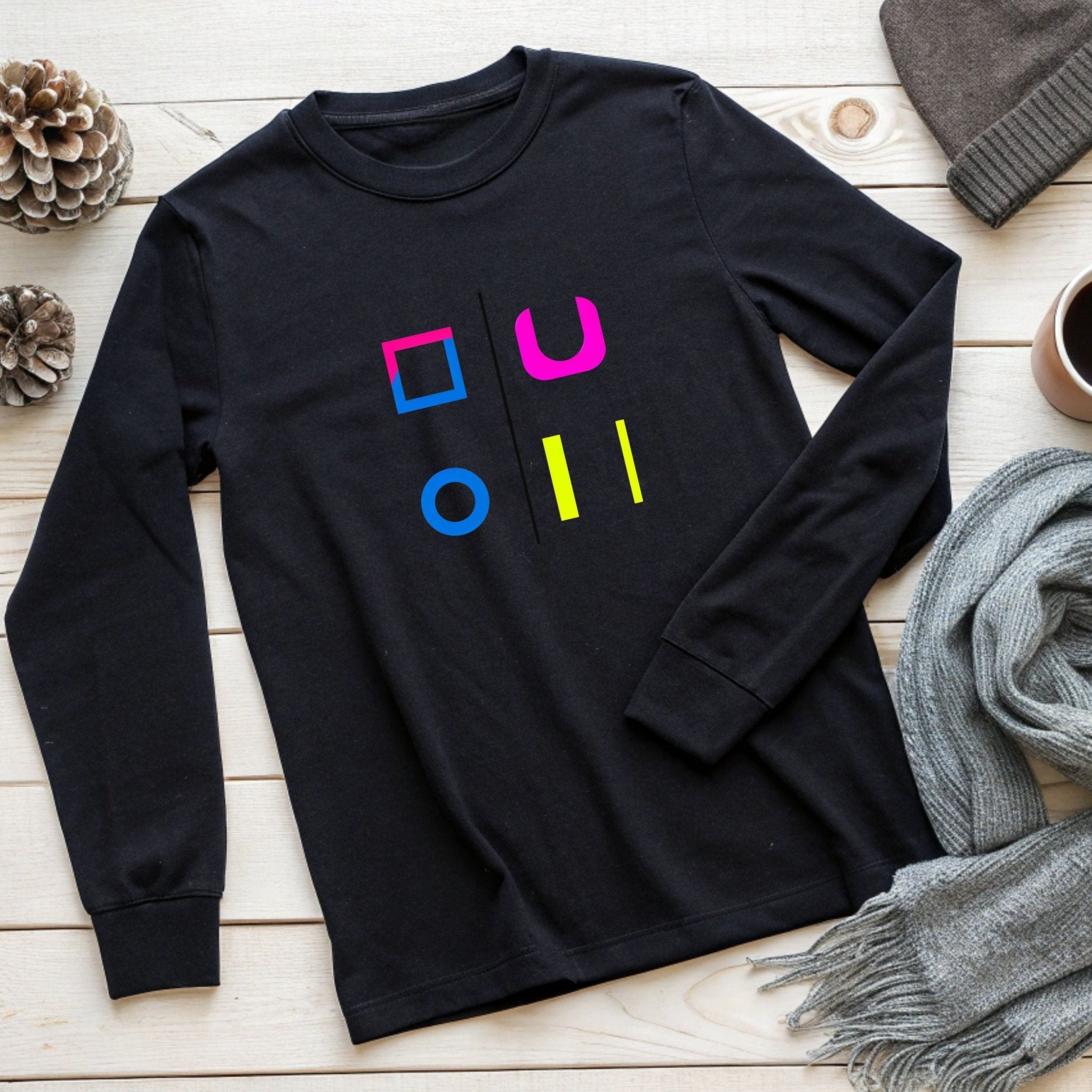 Colourful Geometric Unisex Long Sleeve Tee - Modern Design for Everyday Wear - Craig Michael Design