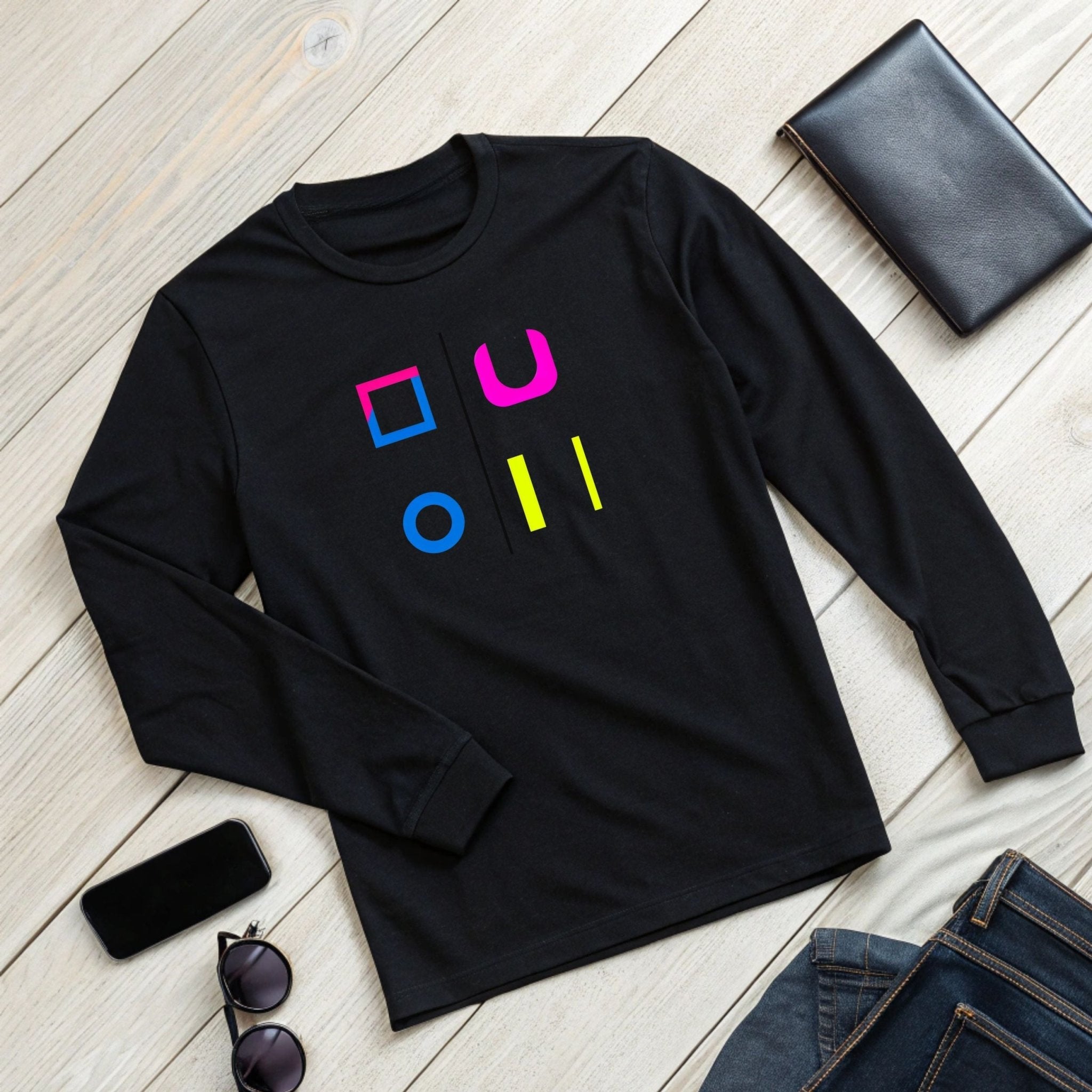 Colourful Geometric Unisex Long Sleeve Tee - Modern Design for Everyday Wear - Craig Michael Design