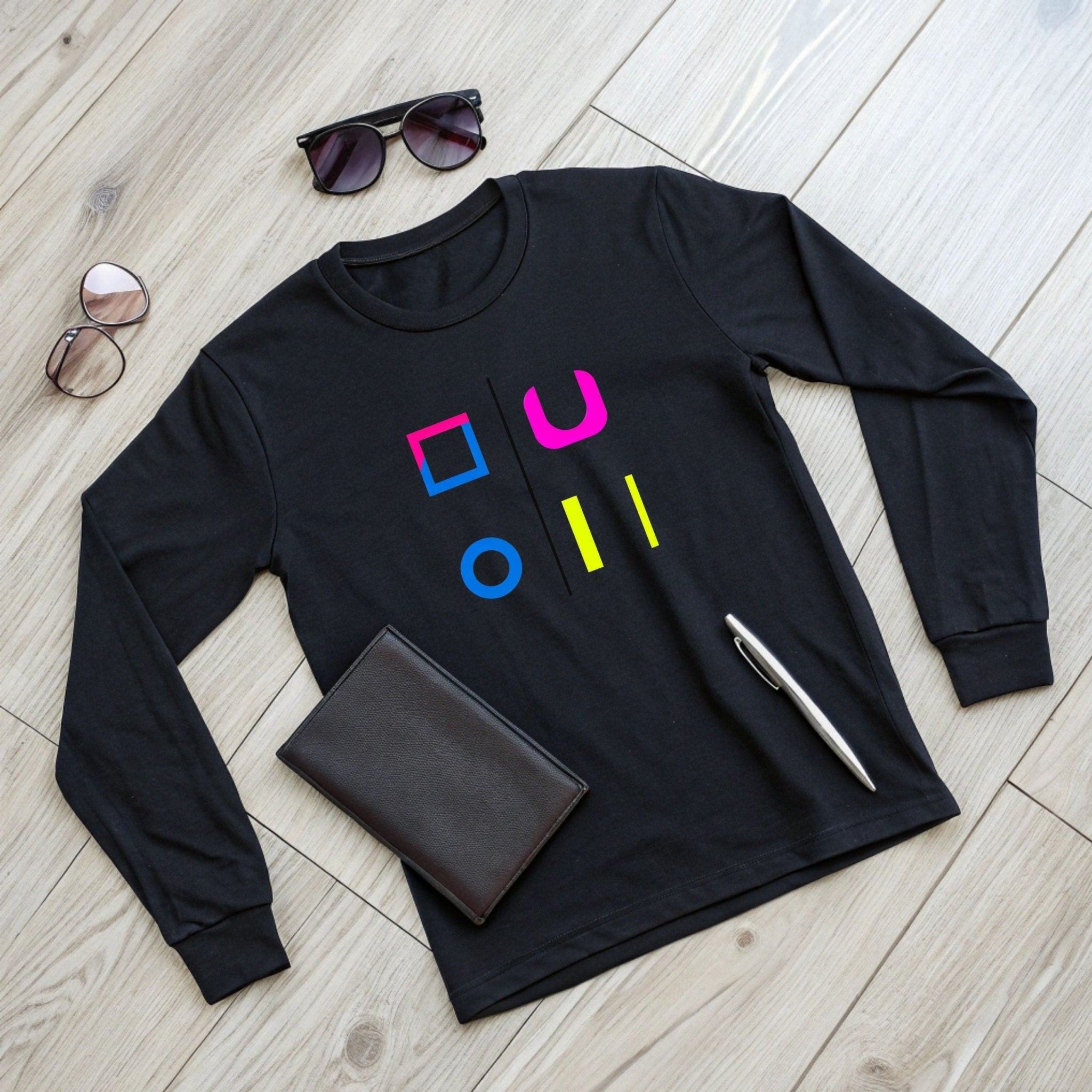 Colourful Geometric Unisex Long Sleeve Tee - Modern Design for Everyday Wear - Craig Michael Design