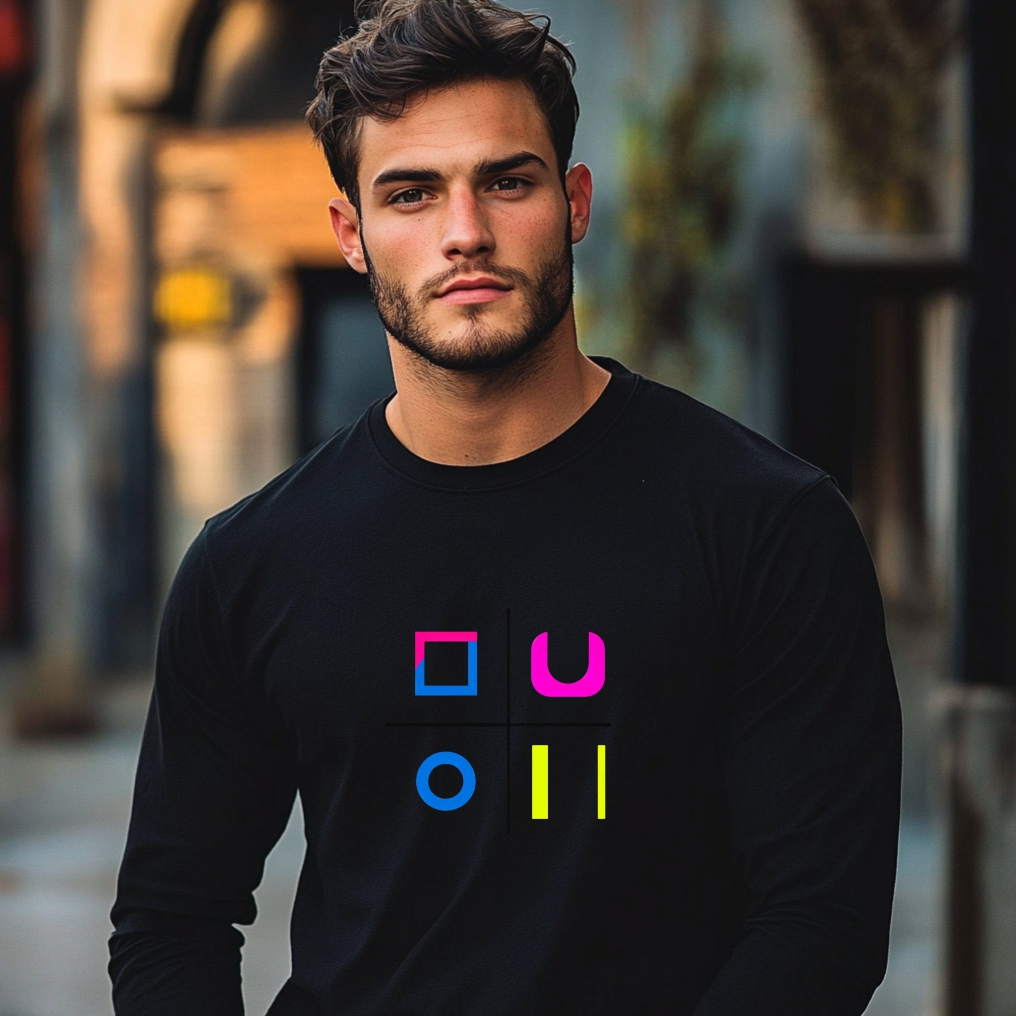 Colourful Geometric Unisex Long Sleeve Tee - Modern Design for Everyday Wear - Craig Michael Design