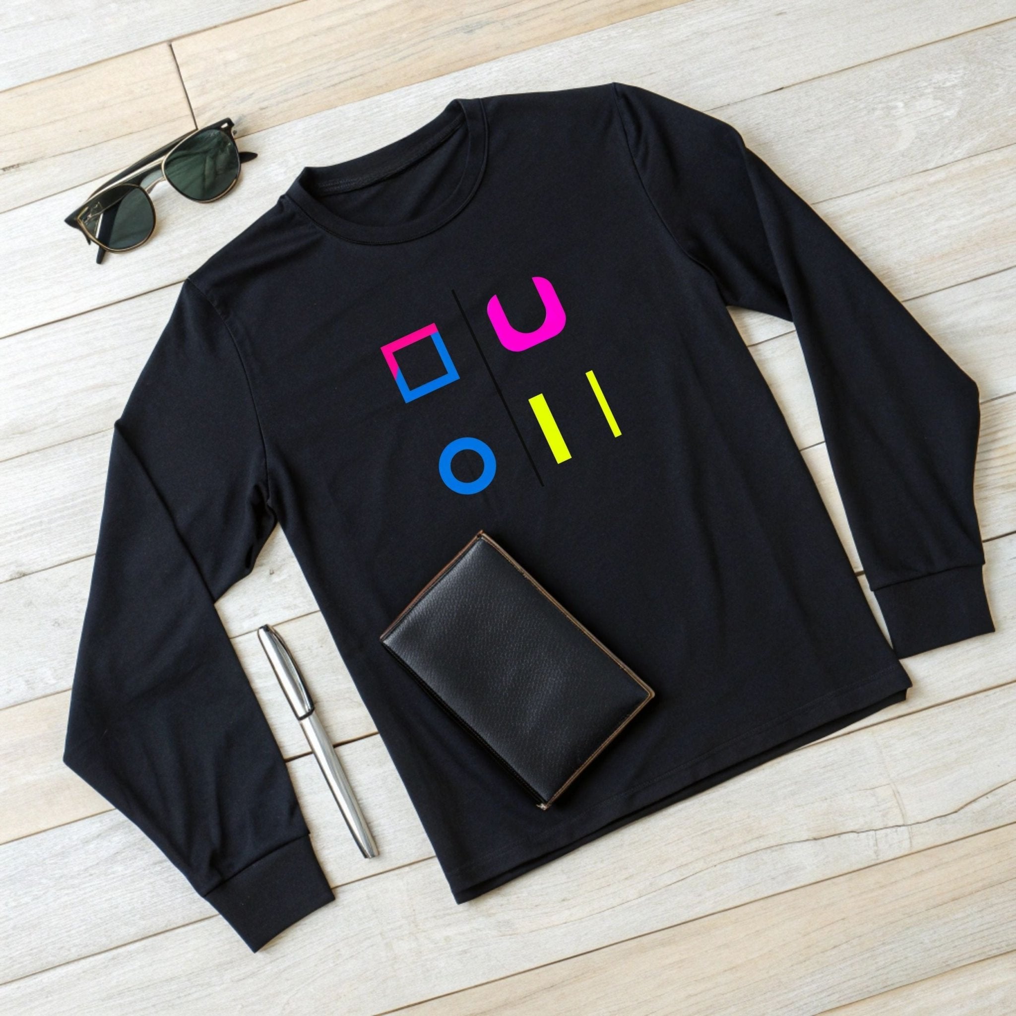 Colourful Geometric Unisex Long Sleeve Tee - Modern Design for Everyday Wear - Craig Michael Design