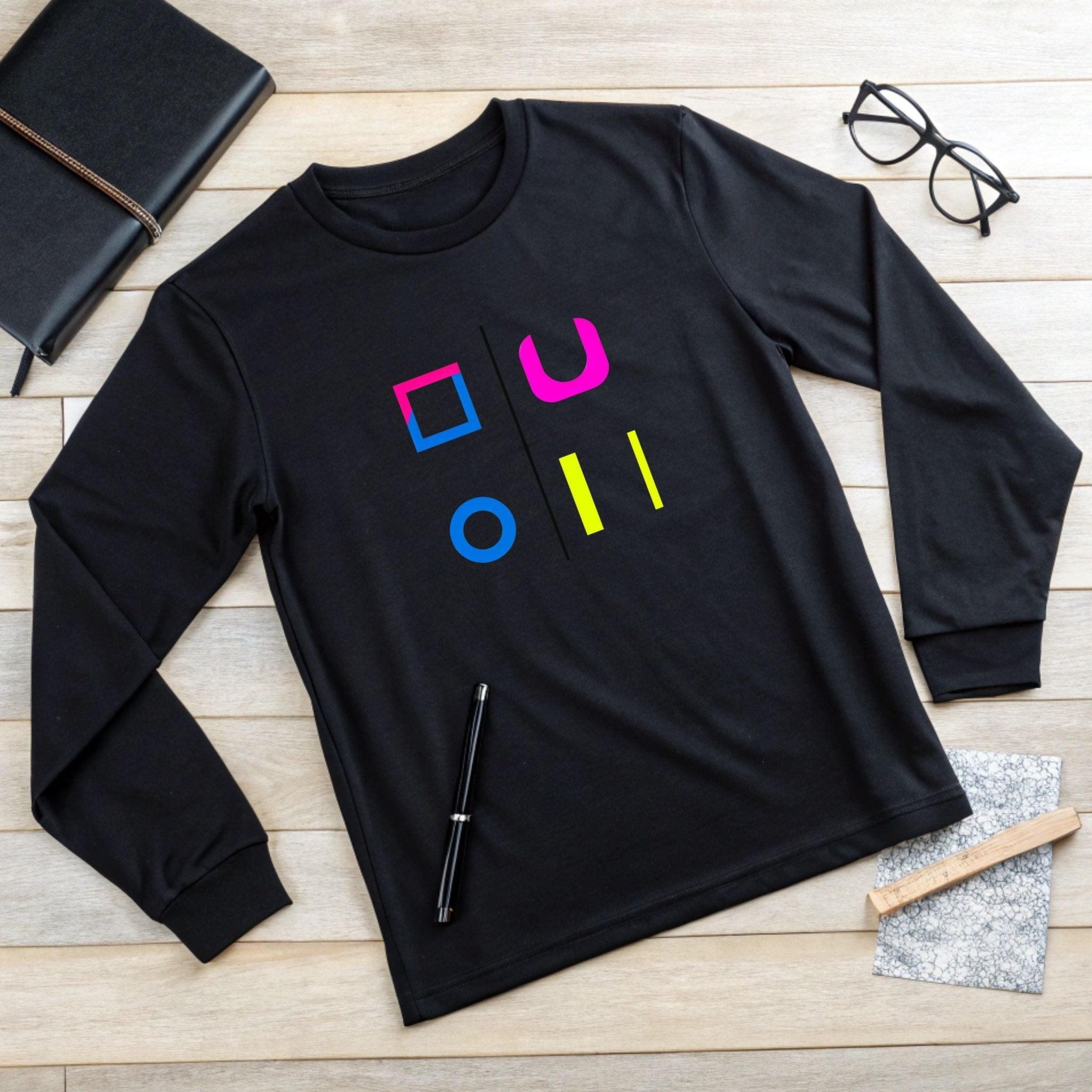 Colourful Geometric Unisex Long Sleeve Tee - Modern Design for Everyday Wear - Craig Michael Design