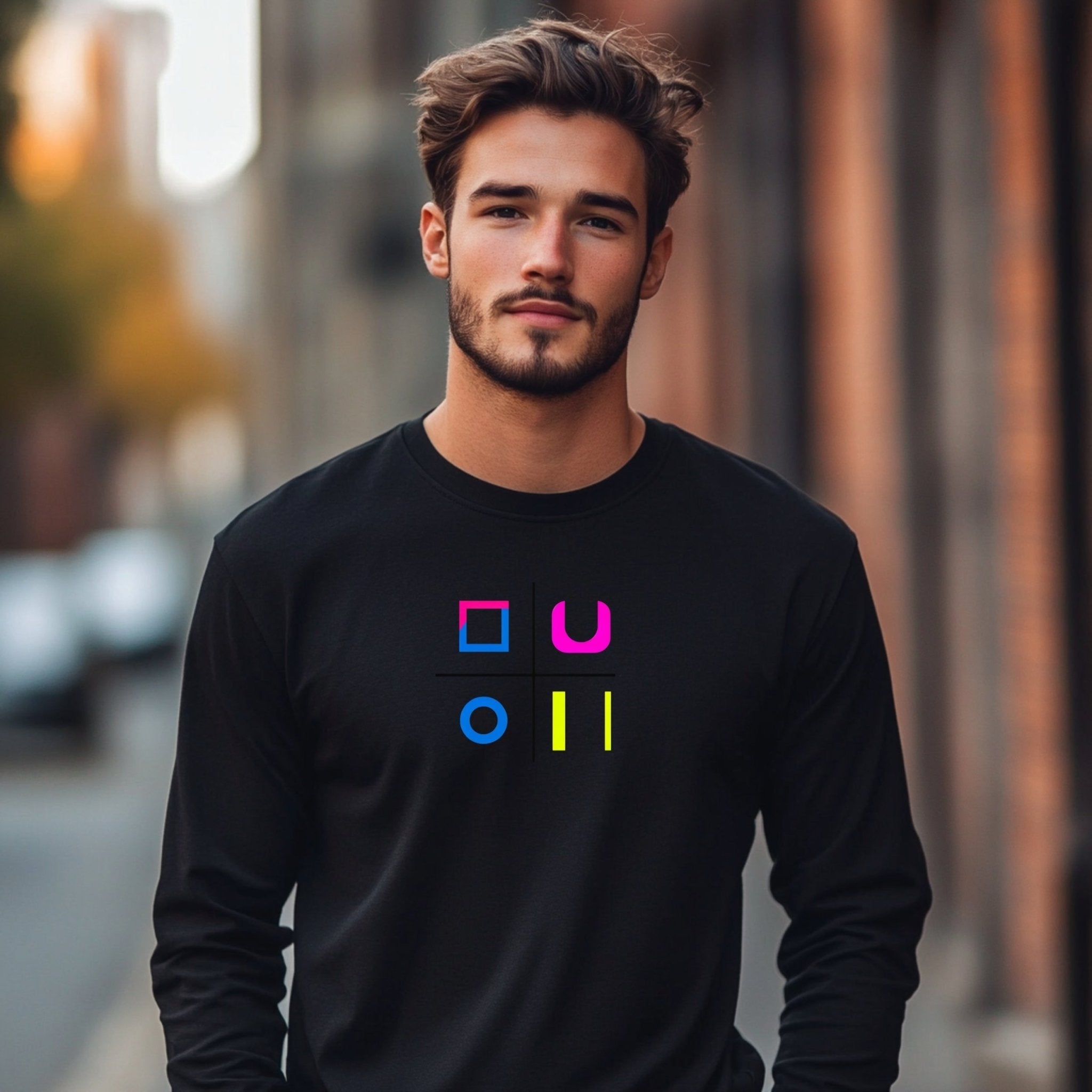 Colourful Geometric Unisex Long Sleeve Tee - Modern Design for Everyday Wear - Craig Michael Design