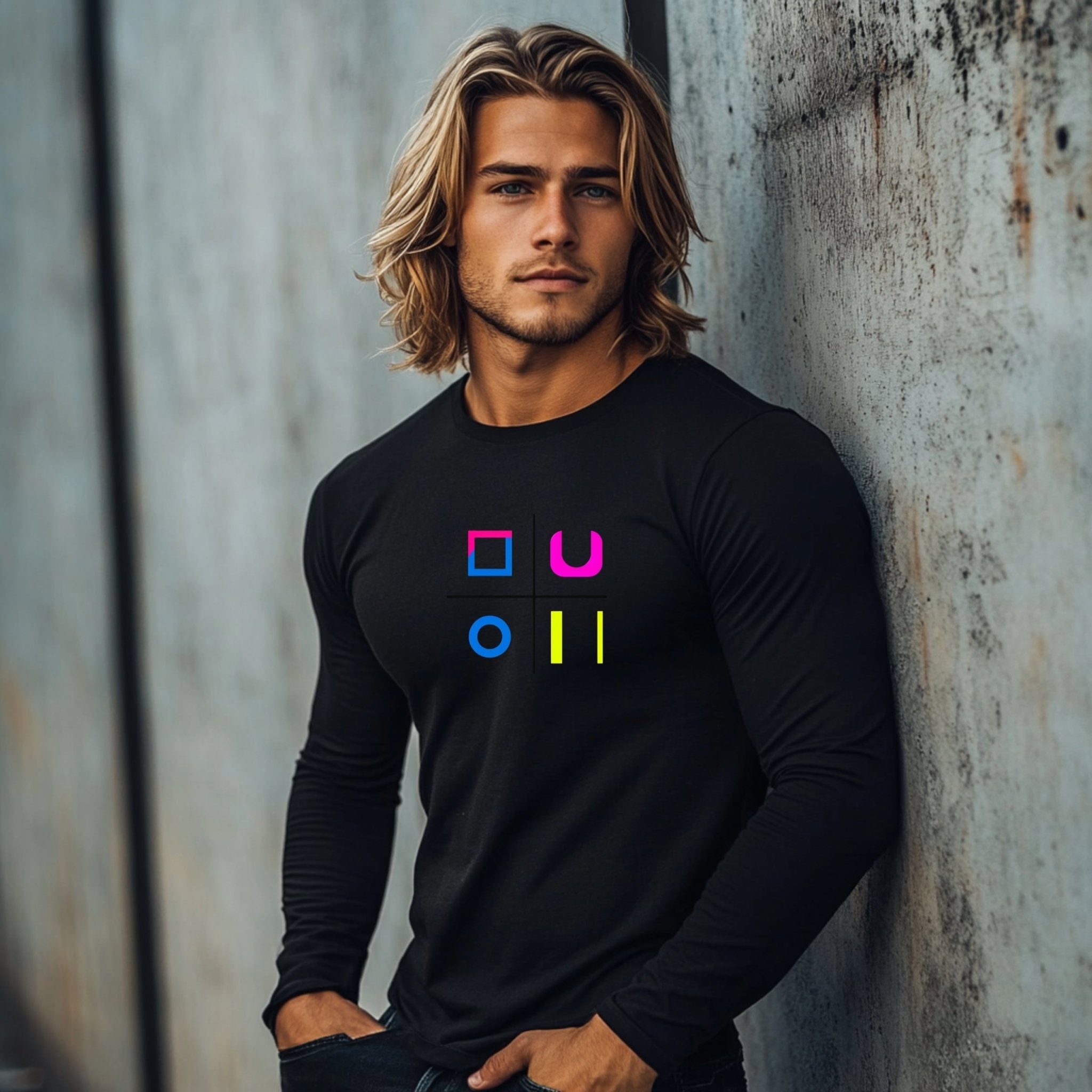 Colourful Geometric Unisex Long Sleeve Tee - Modern Design for Everyday Wear - Craig Michael Design