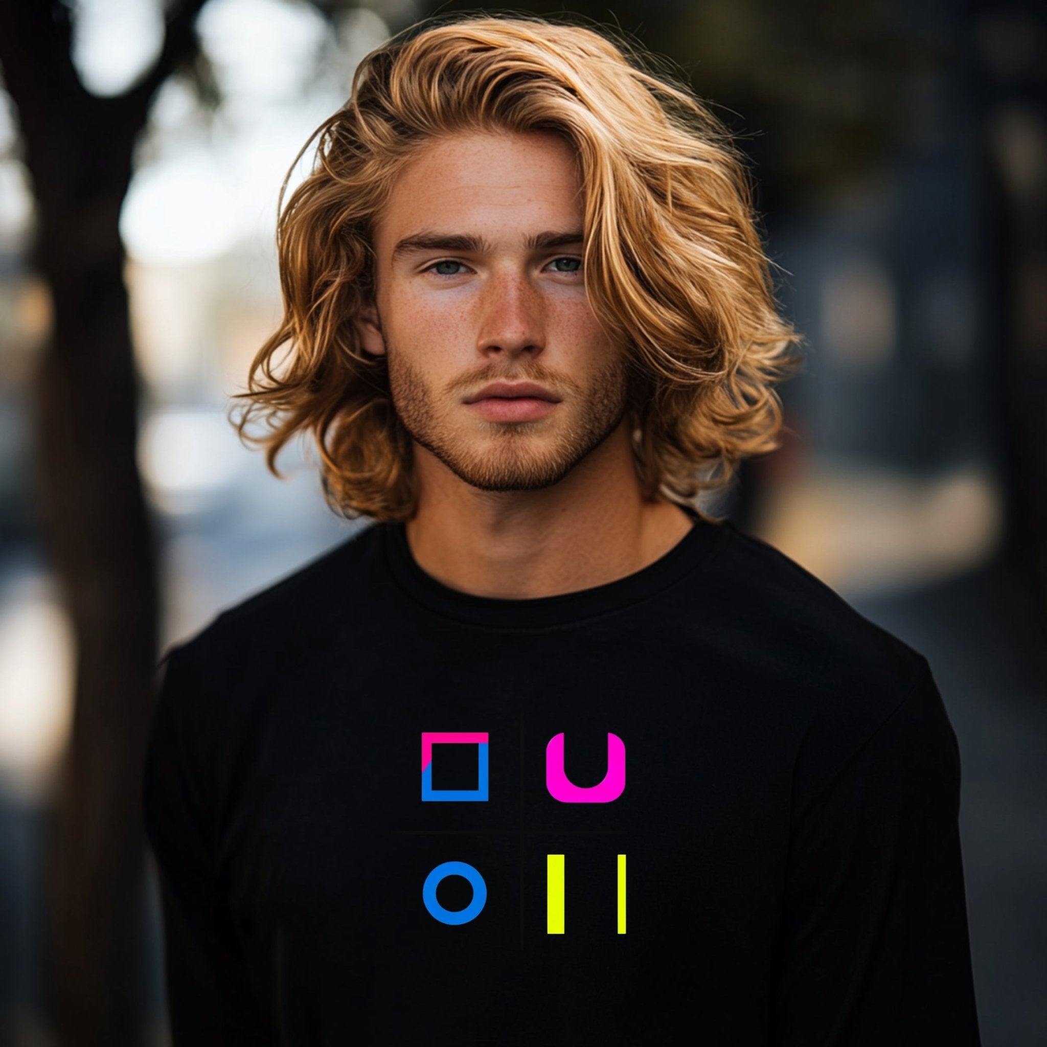 Colourful Geometric Unisex Long Sleeve Tee - Modern Design for Everyday Wear - Craig Michael Design