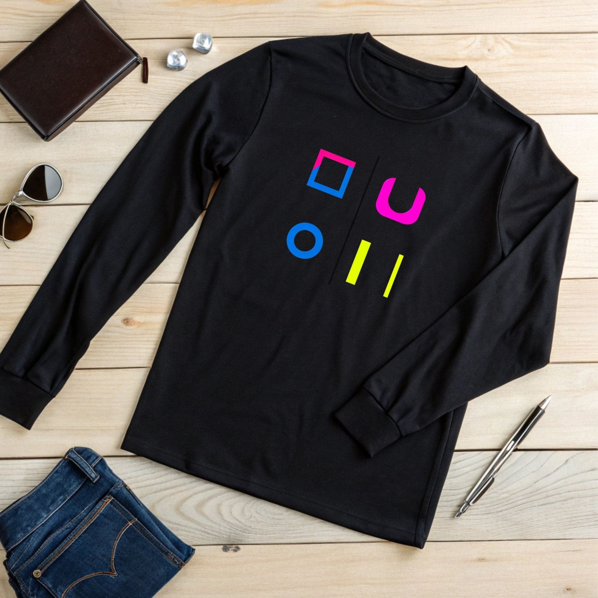 Colourful Geometric Unisex Long Sleeve Tee - Modern Design for Everyday Wear - Craig Michael Design