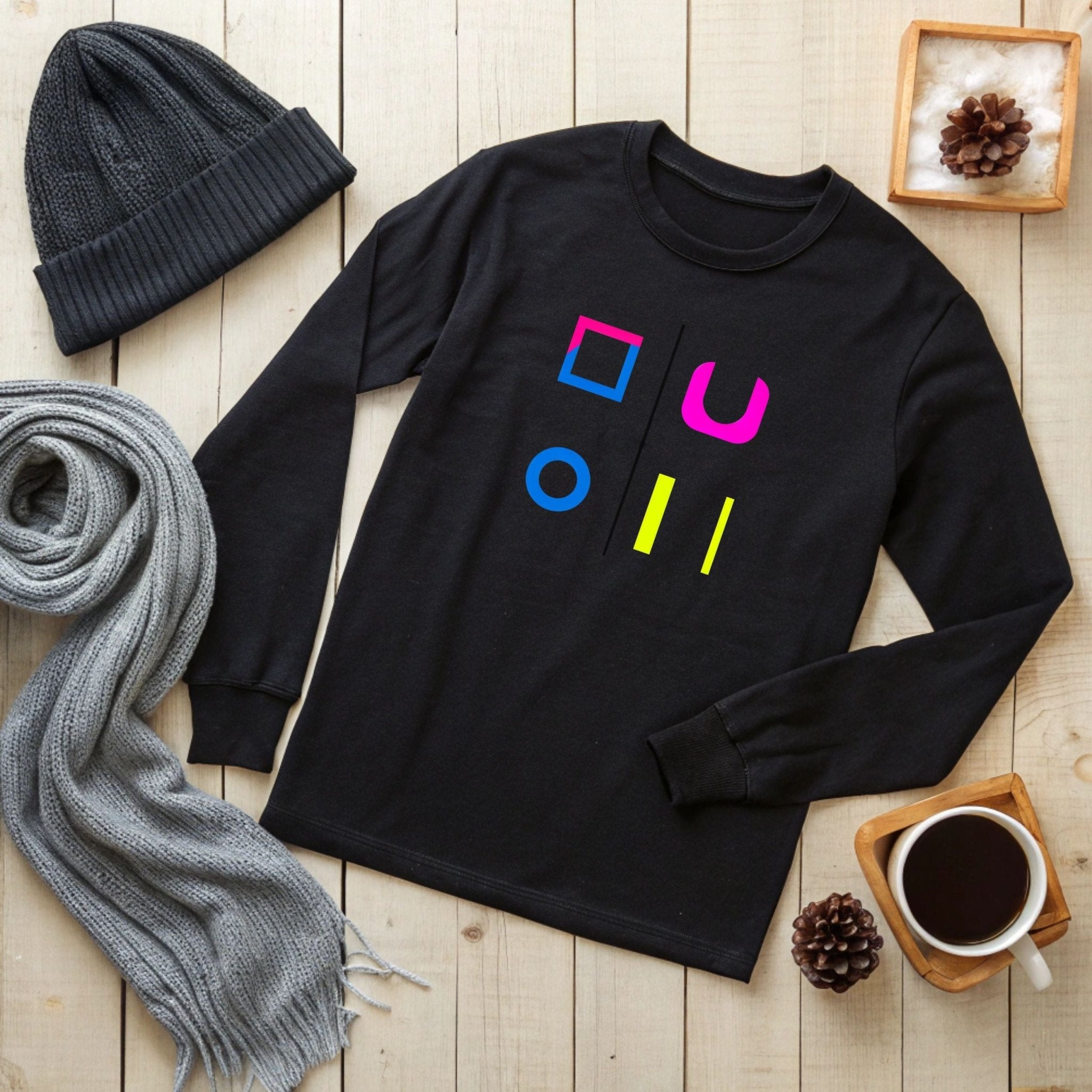 Colourful Geometric Unisex Long Sleeve Tee - Modern Design for Everyday Wear - Craig Michael Design