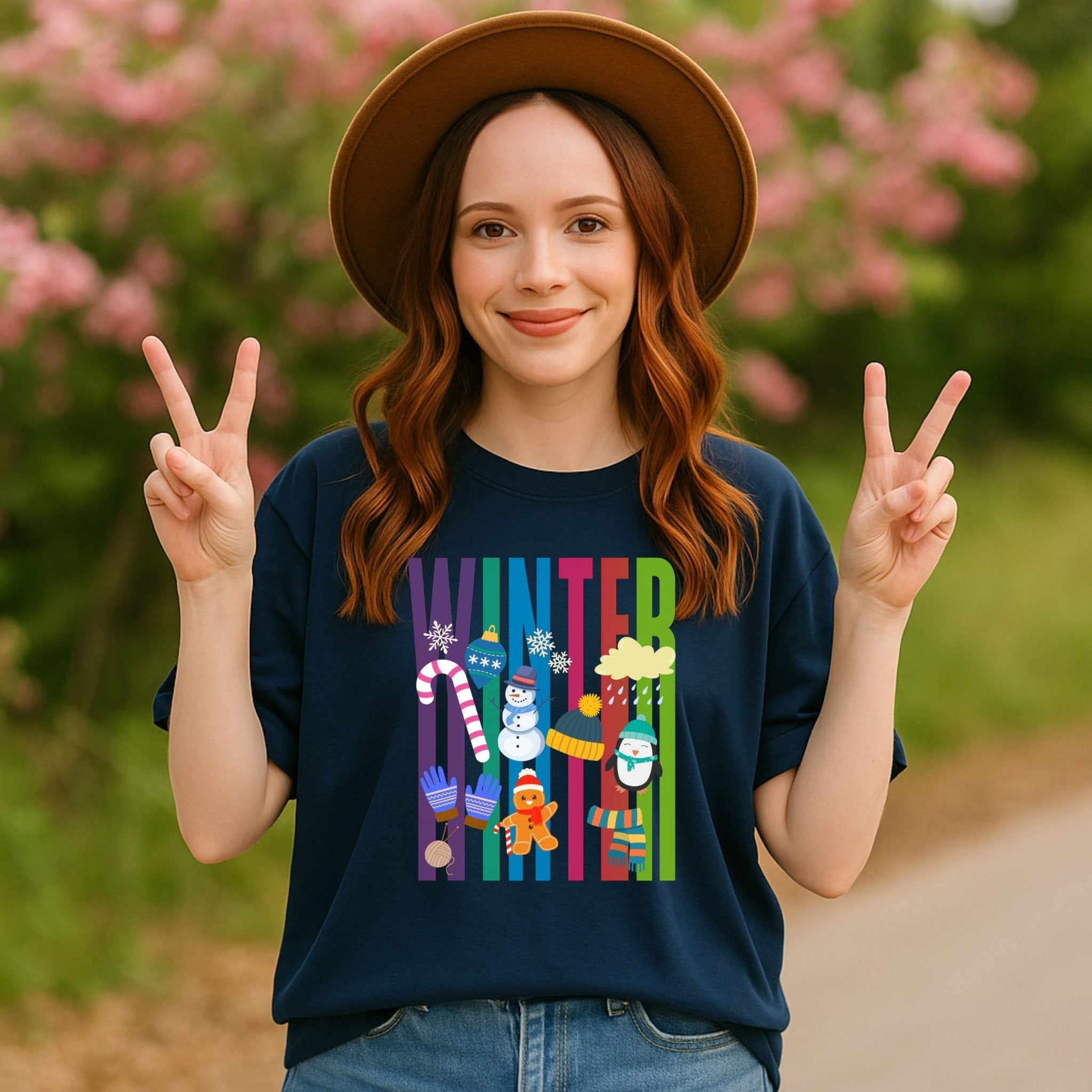 Colourful Winter Shirt, Bright Penguin Snowman Christmas Tee, Fun Holiday Gift - Craig Michael Design
