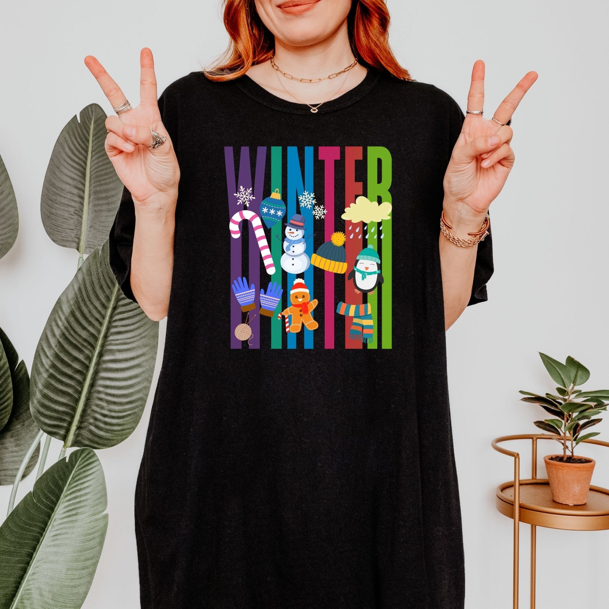 Colourful Winter Shirt, Bright Penguin Snowman Christmas Tee, Fun Holiday Gift - Craig Michael Design