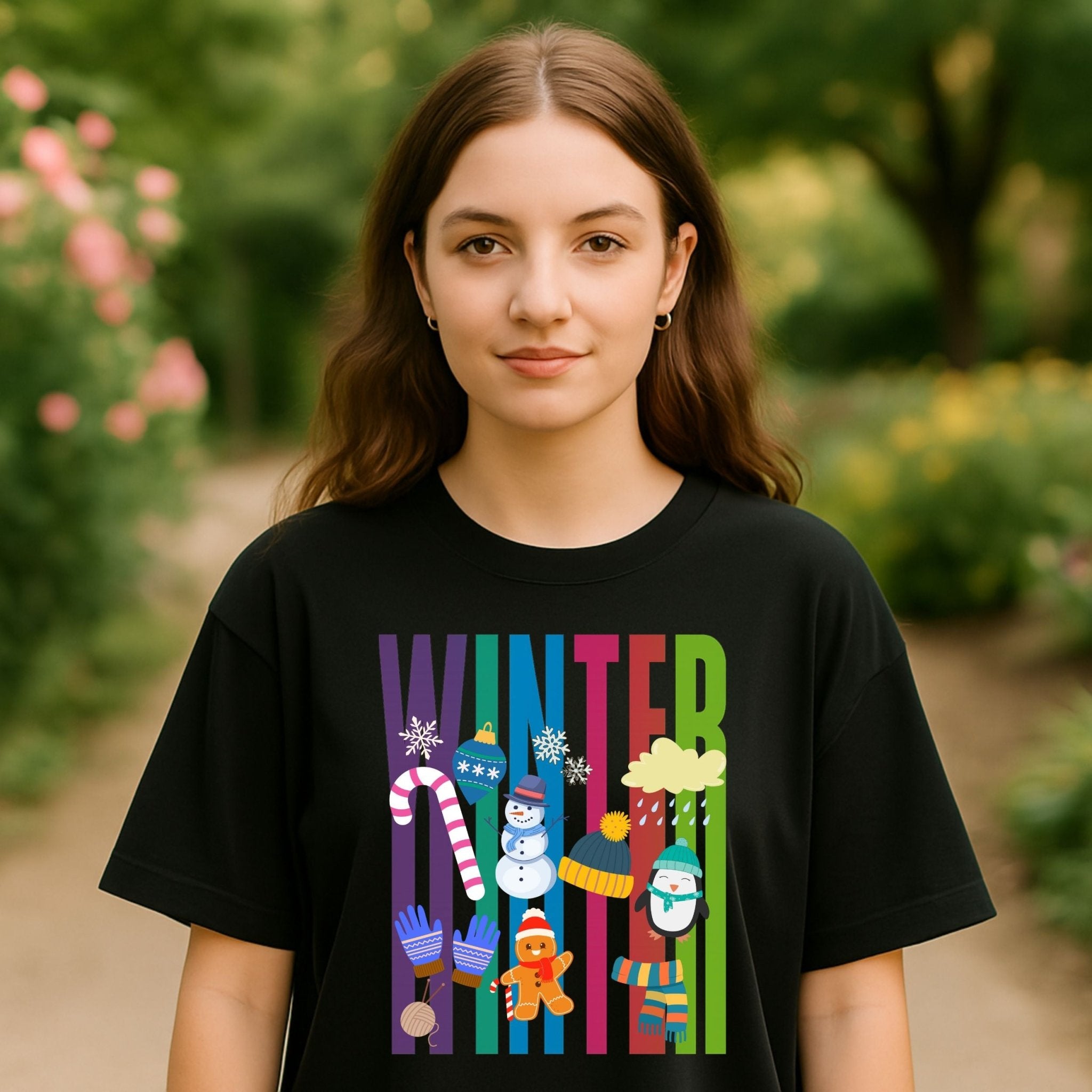 Colourful Winter Shirt, Bright Penguin Snowman Christmas Tee, Fun Holiday Gift - Craig Michael Design