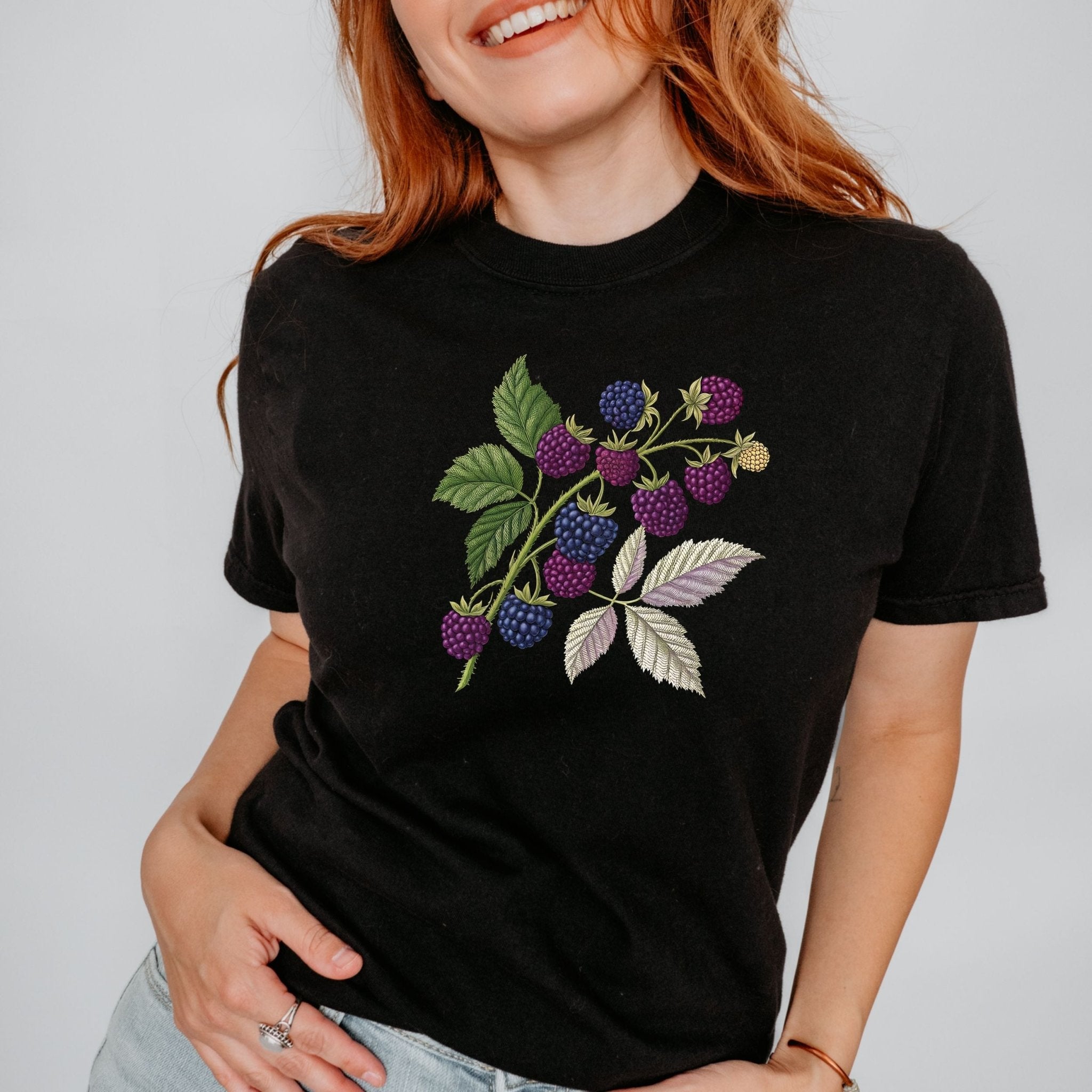Cottagecore Blackberry T-Shirts, Botanical Berry Tee - Craig Michael Design