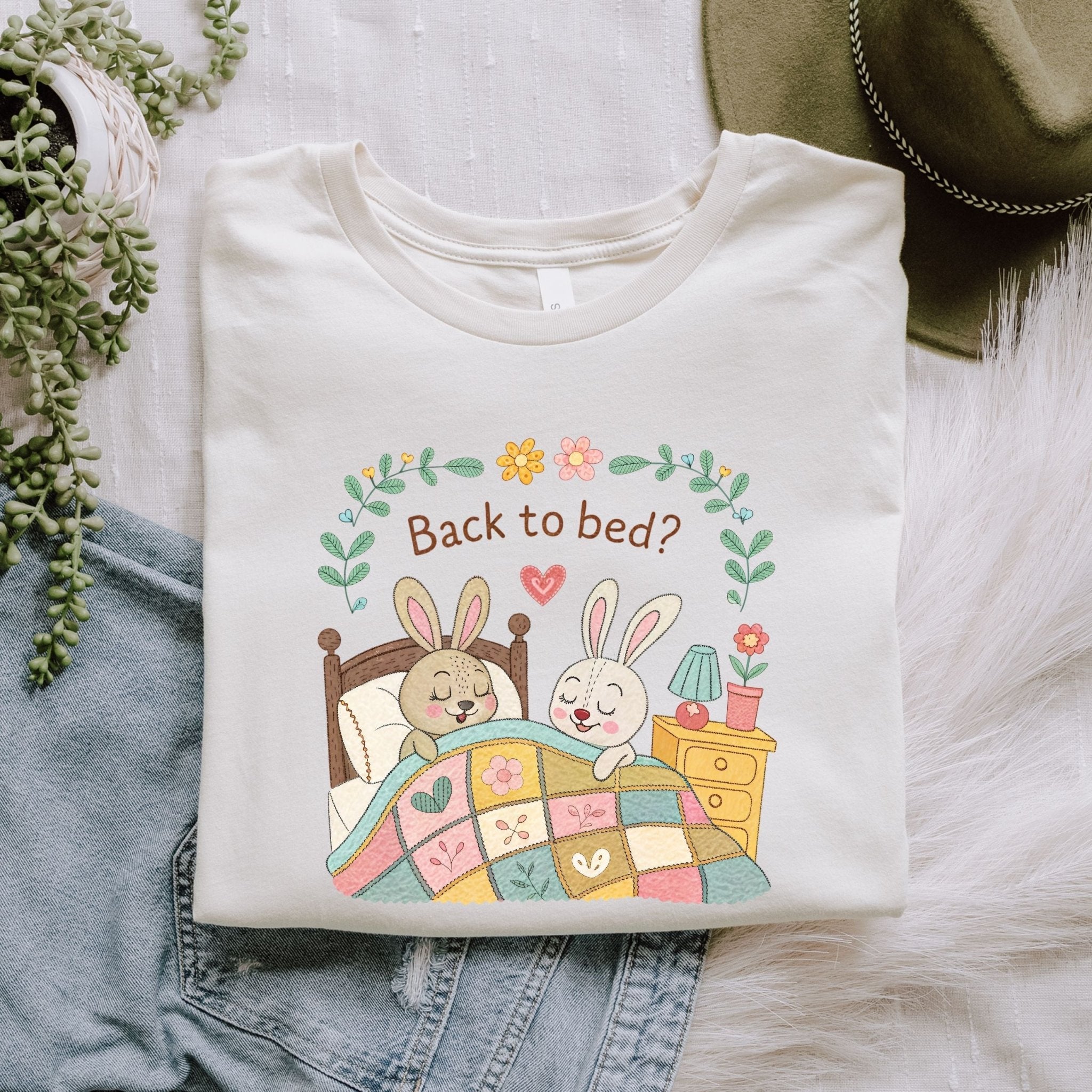 Cottagecore Bunny Couple Shirt, Whimsical Bedtime Design Tee, LGBTQ Anniversary or Birthday Gift, Sweet Sleepy Pair T-Shirt for Him or Him - Craig Michael Design
