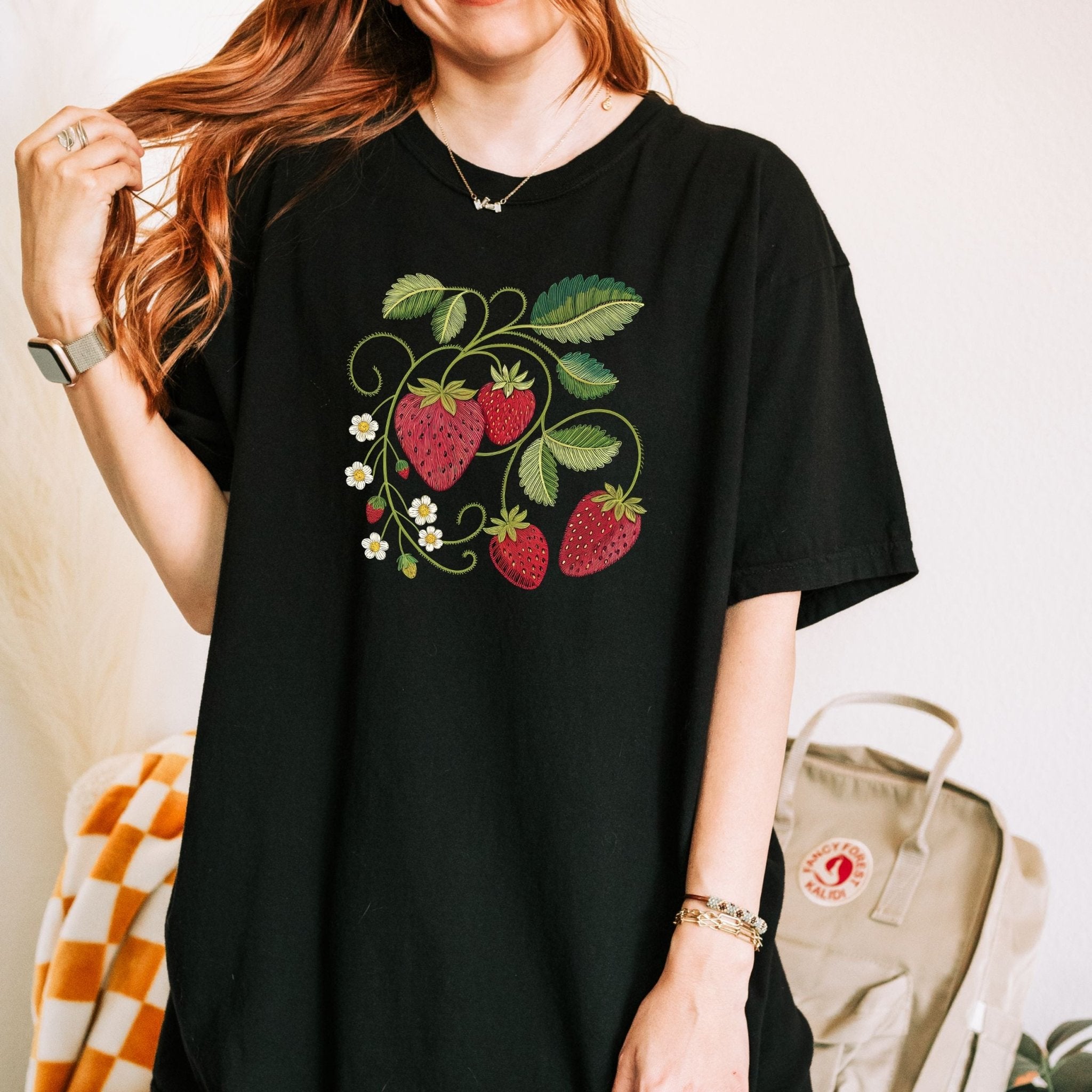 Cottagecore Strawberry Shirt, Botanical Fruit Tee - Craig Michael Design