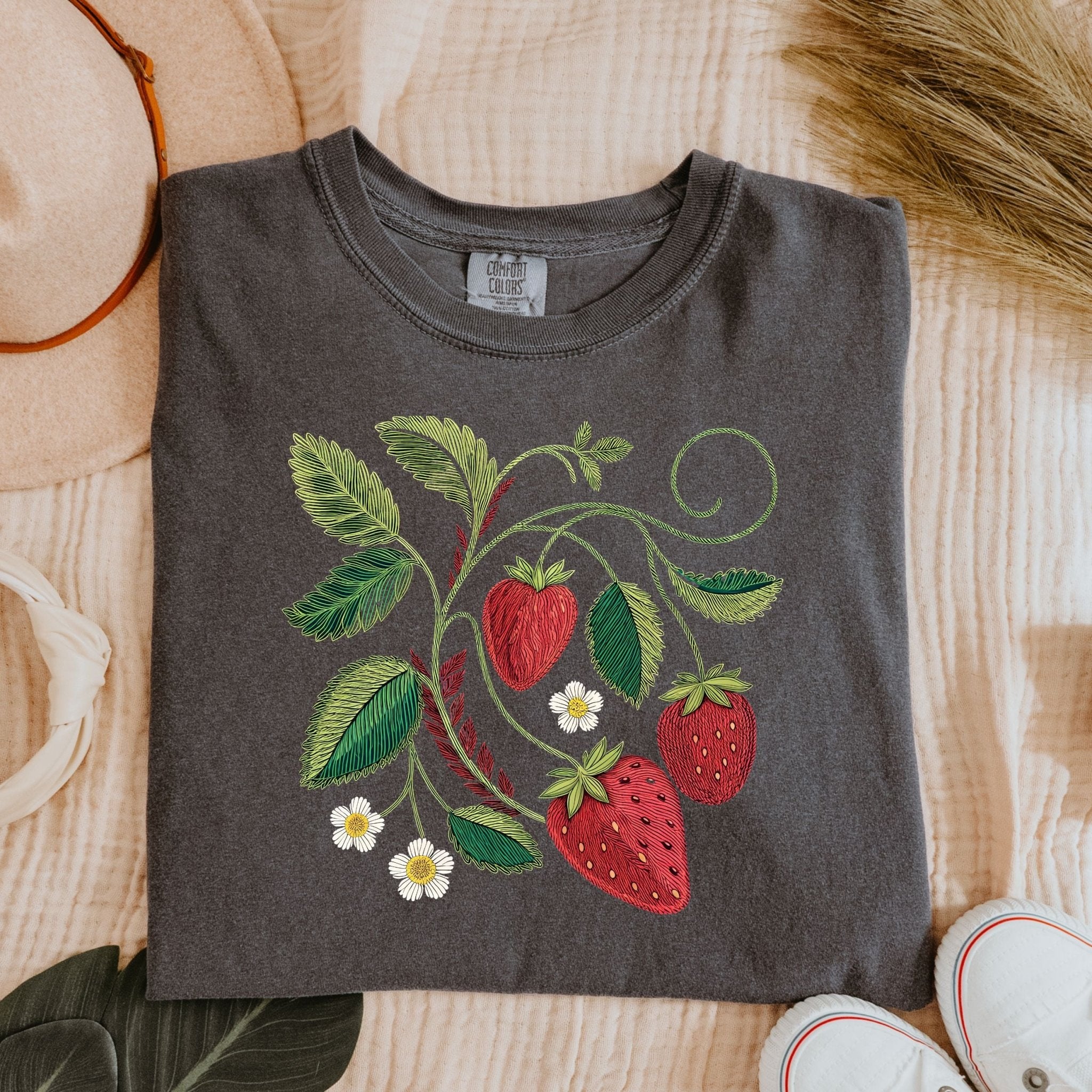 Cottagecore Strawberry Shirt, Botanical Fruit Tee - Craig Michael Design