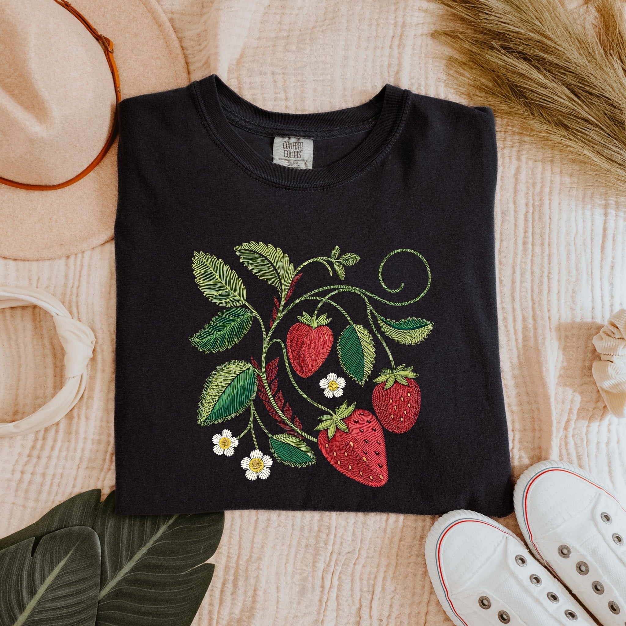Cottagecore Strawberry Shirt, Botanical Fruit Tee - Craig Michael Design