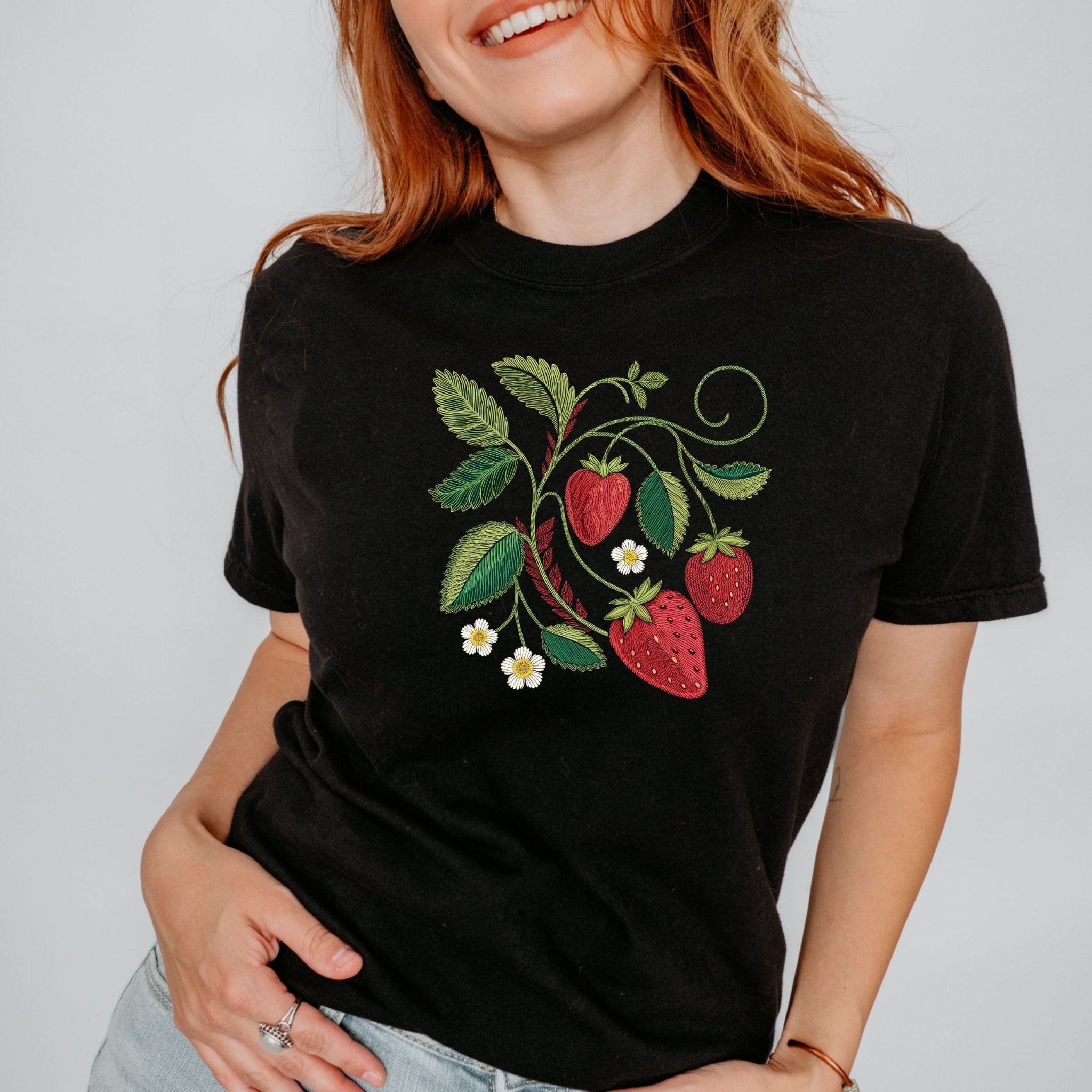 Cottagecore Strawberry Shirt, Botanical Fruit Tee - Craig Michael Design