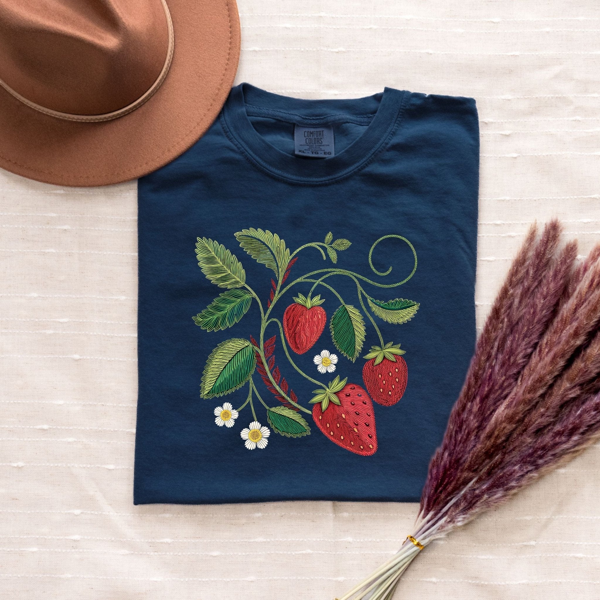Cottagecore Strawberry Shirt, Botanical Fruit Tee - Craig Michael Design